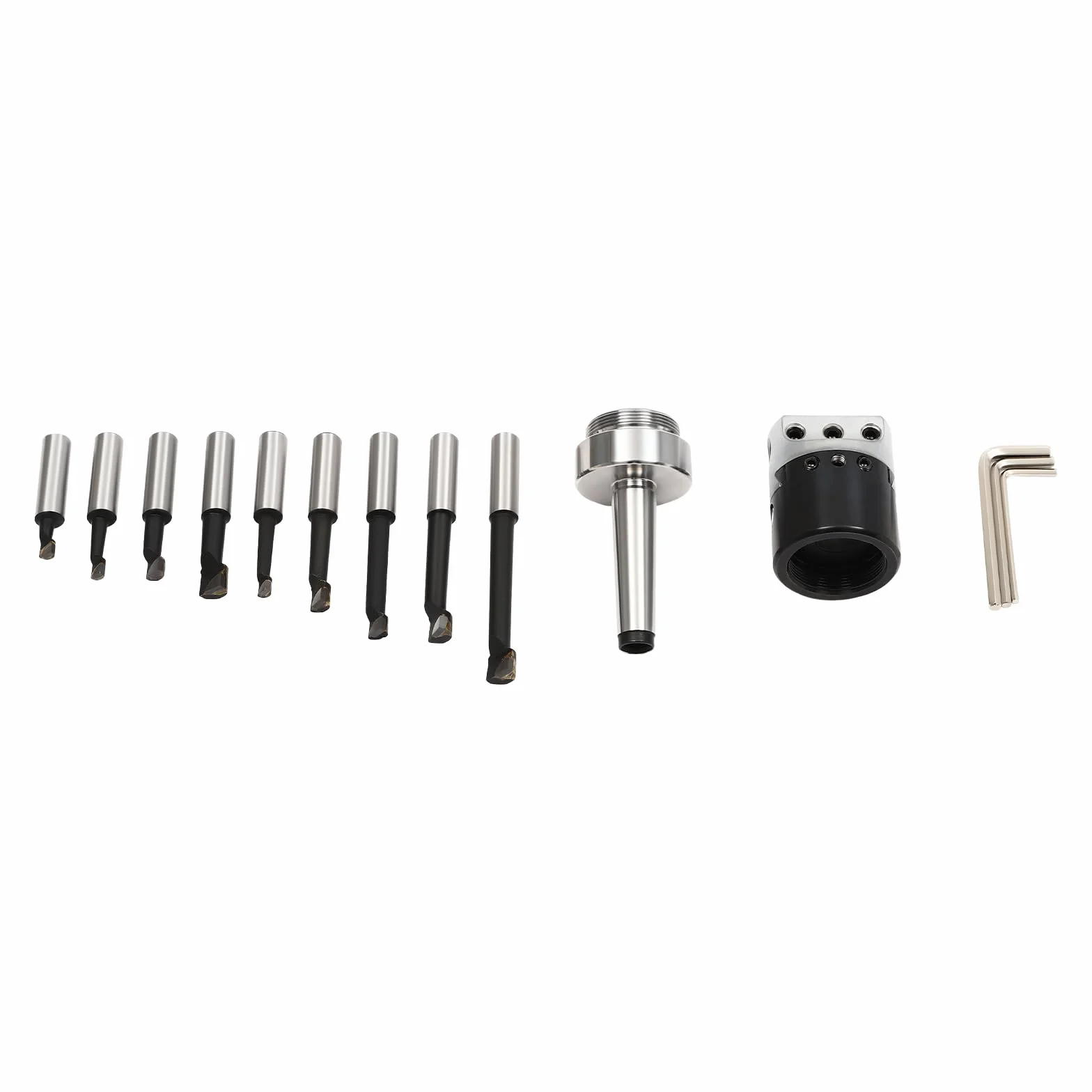 Juego de cabezales de taladro, accesorios para fresadora, juego de herramientas para fresadoras y taladros, cabezal de extracción MK2 M10 / 50 mm con barras de taladro, fresadora + estuche