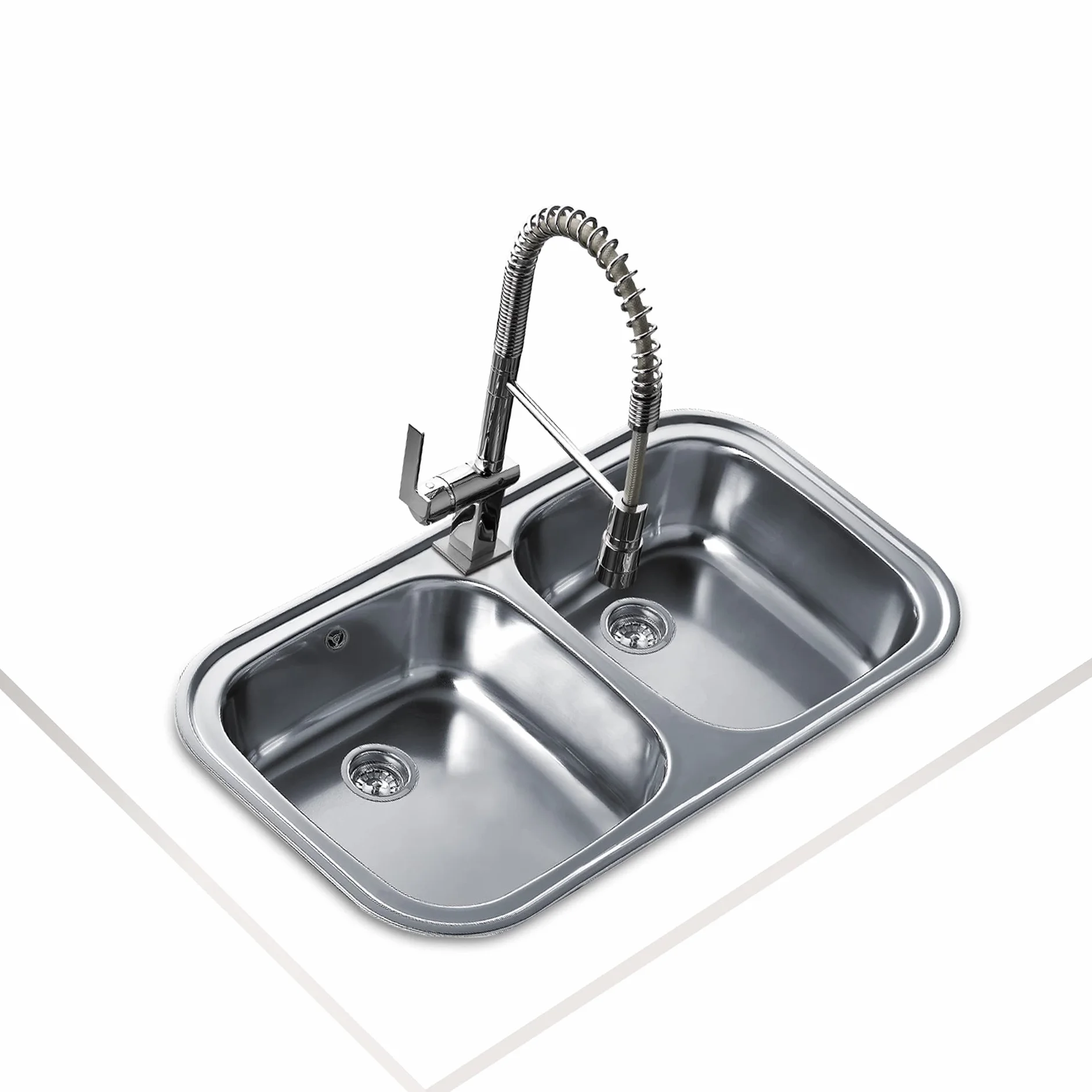 TEKA Fregadero Encastrado 2 Cubetas en Acero Inoxidable - Profundidad 170 mm - Válvula Canasta 3 1/2 - Mueble de 80 cm - Stylo 2C