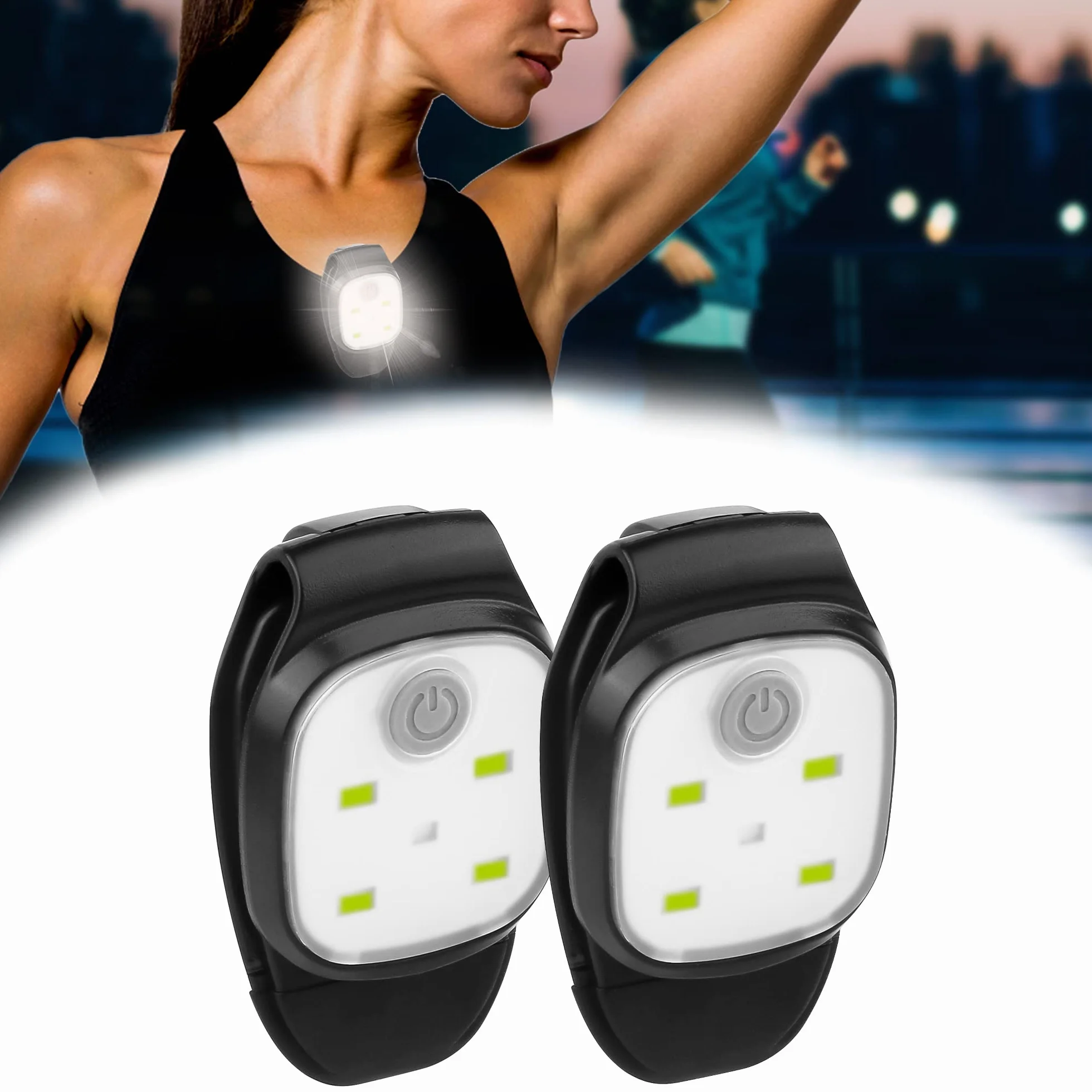 2 Piezas Linterna Manos Libres, Linterna Frontal LED con Clip, Luces de Seguridad para la Noche, Recargable por USB, 4 Modos de Iluminación, para Noche para Correr, Cámping, Pasear al Perr