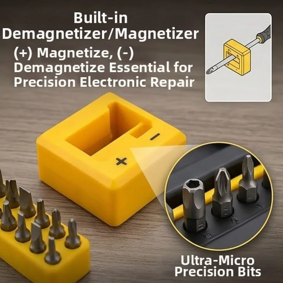 Juego de destornilladores magnéticos profesionales de 86 piezas con mango ergonómico antideslizante y puntas de aleación almacenadas en estuche amarillo portátil
