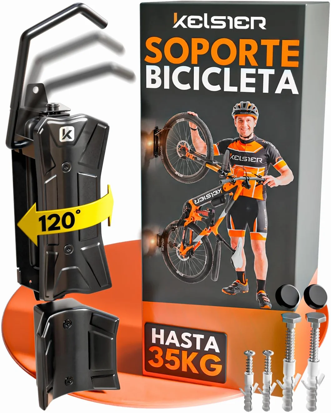 Soporte Bicicletas Pared Vertical Giratorio, Colgador Bicicleta Pared Plegable, Compatible Bicicleta Montaña Carretera y Eléctrica, Hasta 35 kg, para Hogar Trastero Garaje