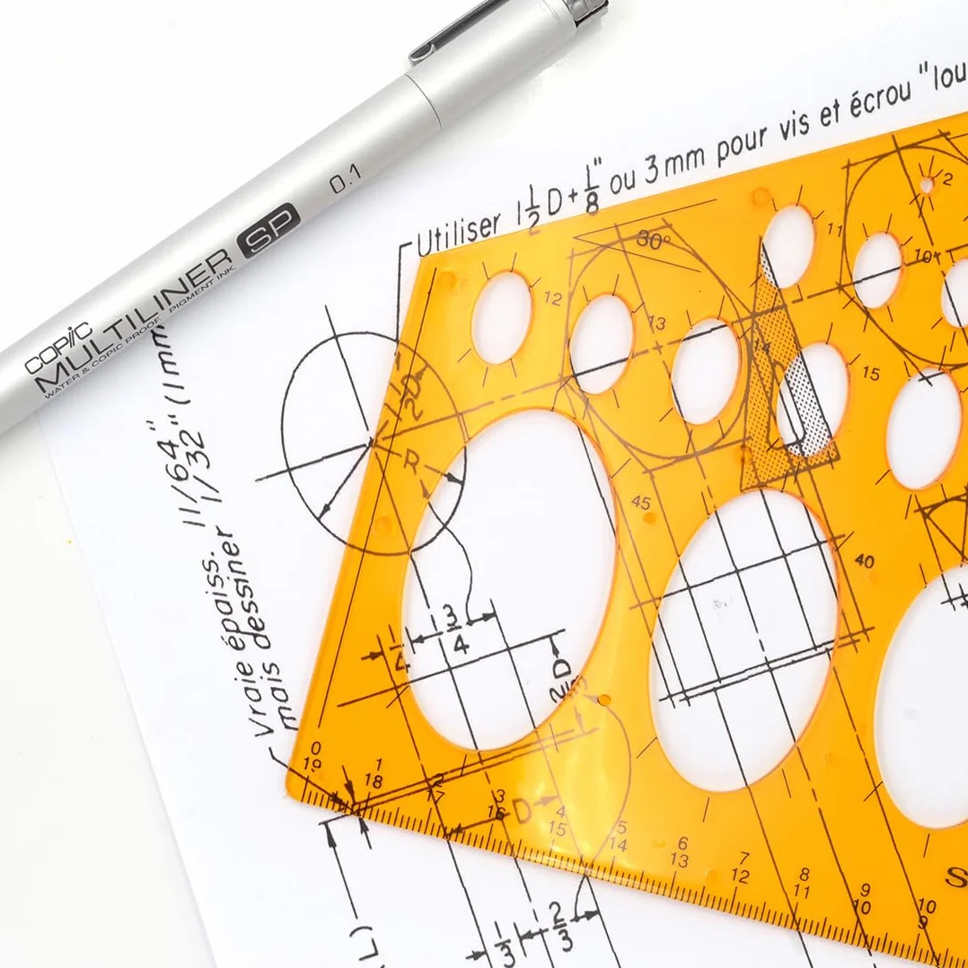 Graph'it Normógrafo para Dibujo Técnico 27 Formas 2-75 mm Plástico Resistente