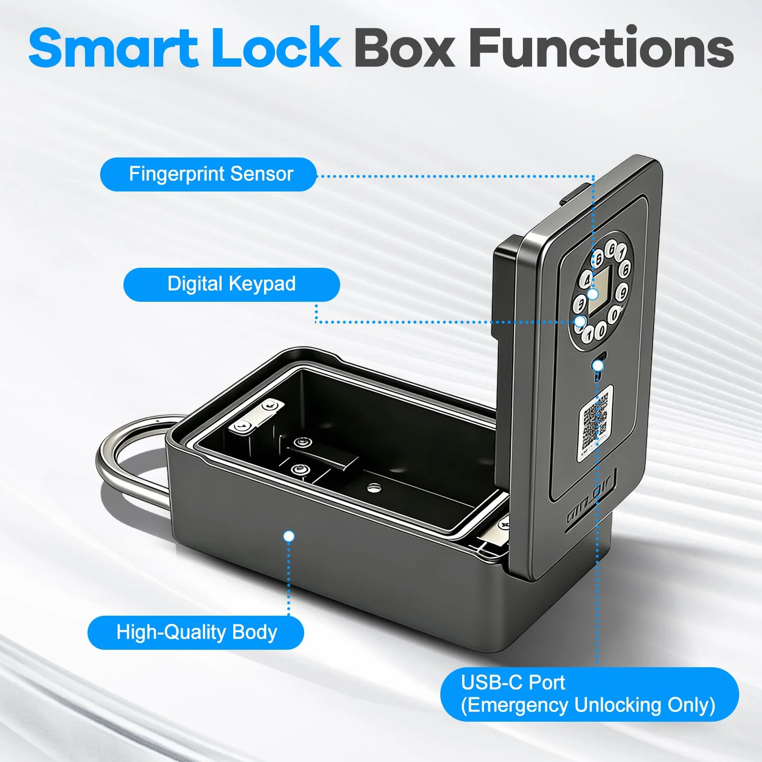 Caja fuerte para llaves con código numérico inteligente con contraseña, huella dactilar, Bluetooth, autorización remota, desbloqueo por aplicación, caja fuerte de llave montada en la pared para