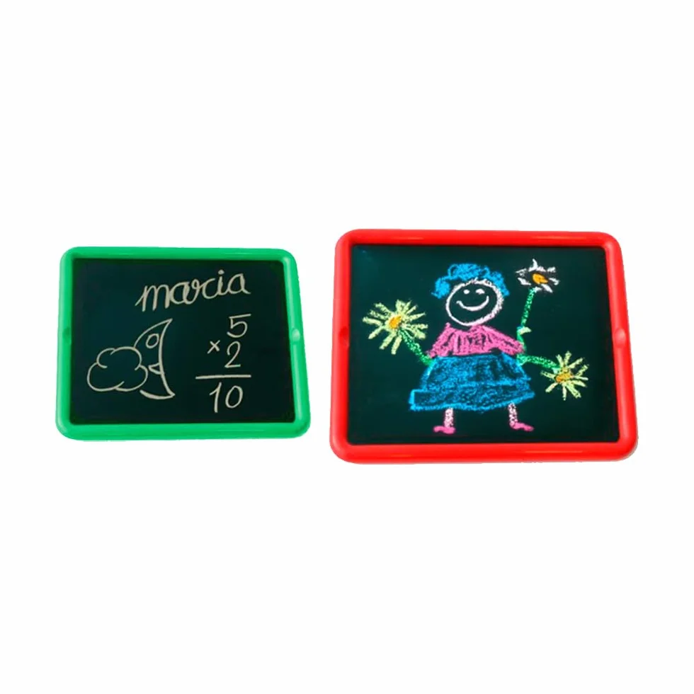 Miniland Set de 4 Pizarras Metálicas 2 Caras para Rotulador y Tiza Juegos Magnéticos