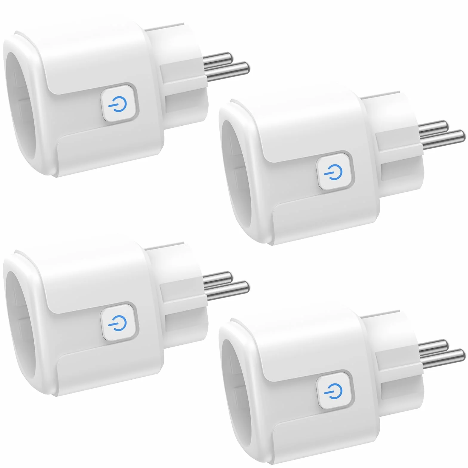 Enchufe Inteligente WiFi, 4 Pack Enchufe WiFi Medidor Consumo 16A 3680W, Tomada Inteligente con Temporizadores y Control Remoto por APP&Voz, Compatible con Alexa y Google Home