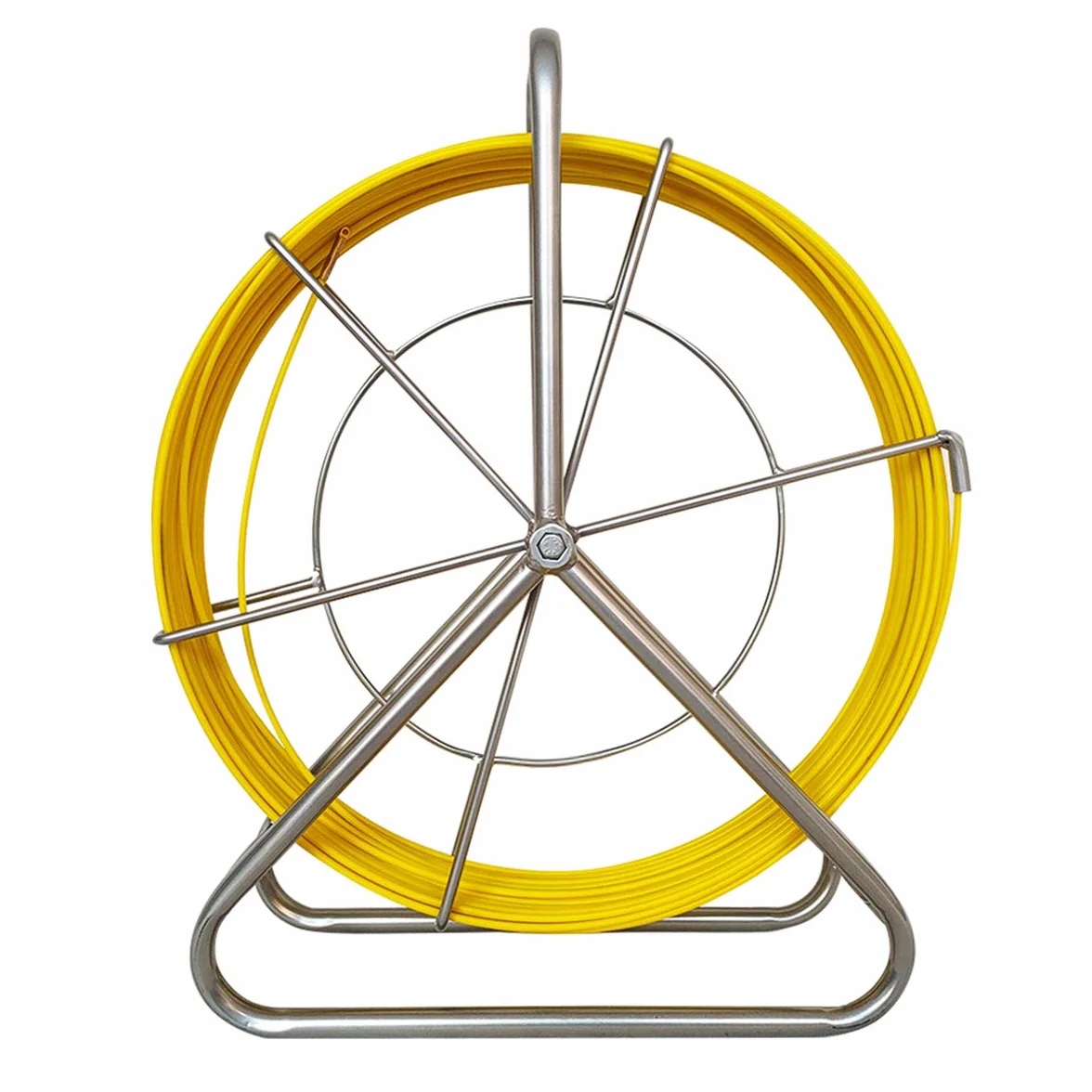 Varilla de fibra de vidrio, 100 m, diámetro de 4,5 mm, incluye carrete de acero, banda de pescado, cable de fibra de vidrio, rueda de acero inoxidable 304, banda de pescado, tubo, trineo