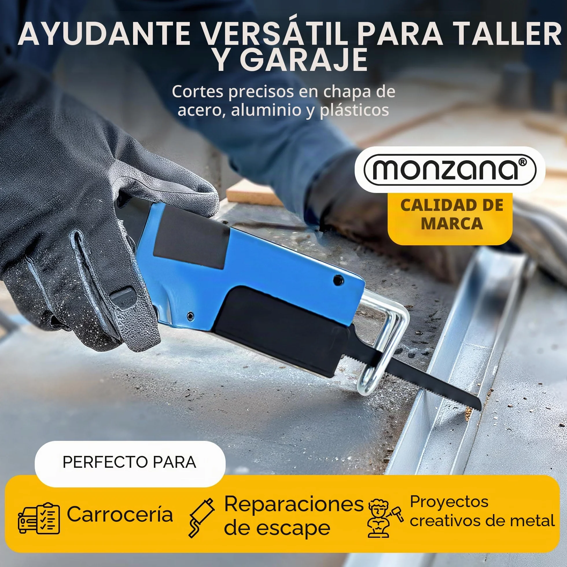 Monzana Sierra Neumática de Aire Comprimido 6 Hojas 2 Llaves Allen 10.000 rpm Mango de Goma Cortadora de Metal