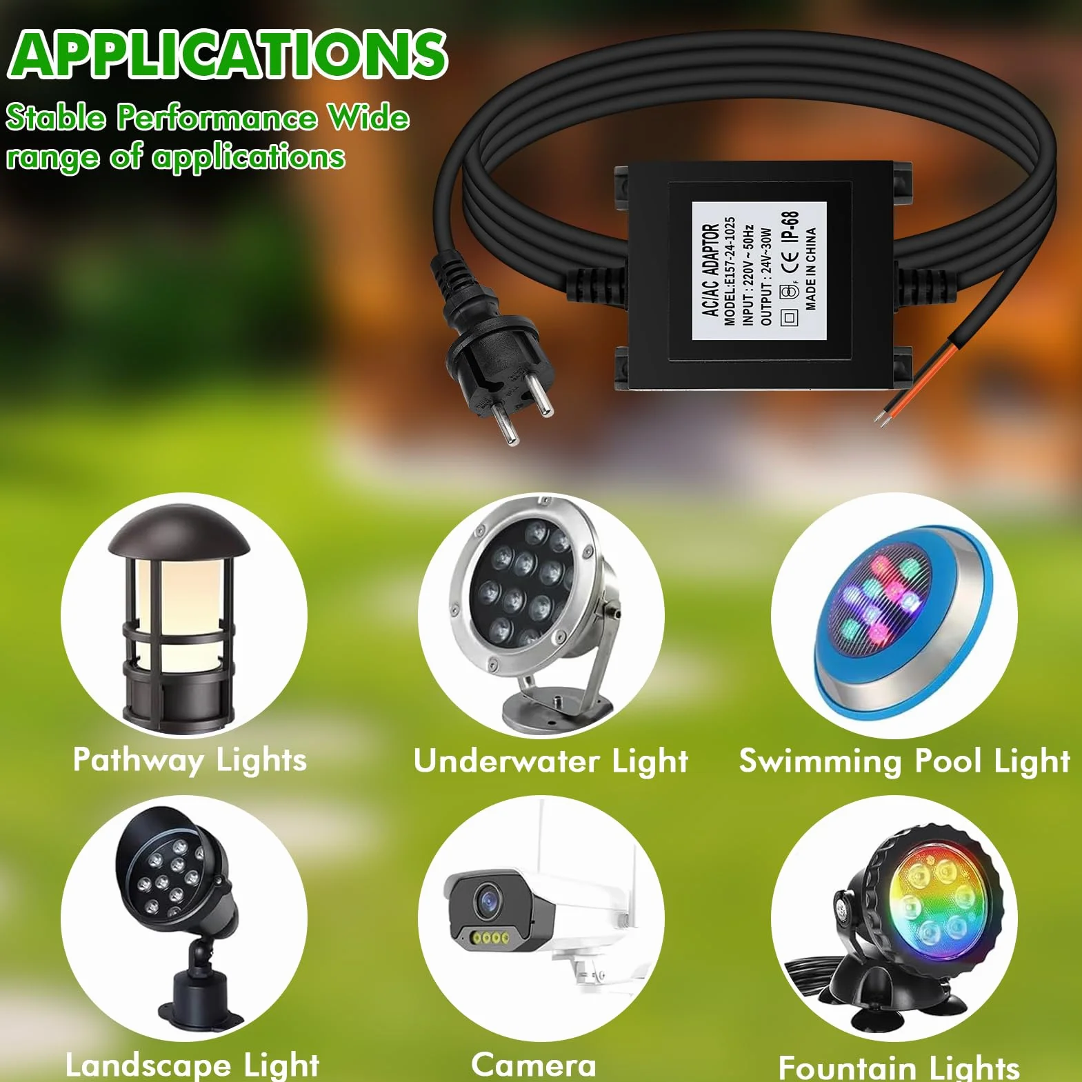 BuyWeek Transformador 220v a 24v Transformador de Potencia LED CA 24 V/30 W protección contra sobrecargas, sobrecalentamiento y cortocircuitos, apto para iluminación LED y bombas de estanque