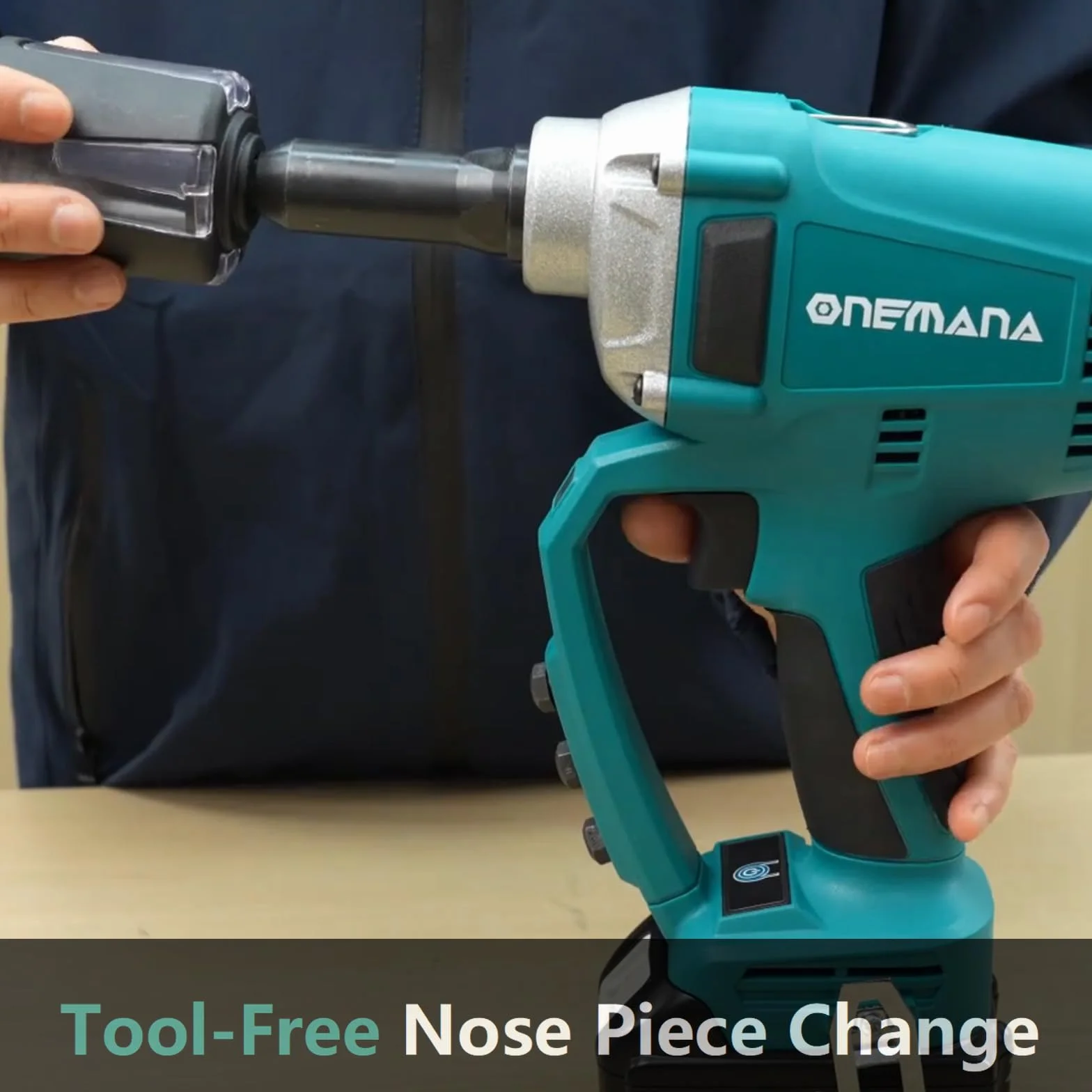 Pistola Remachadora Inalámbrica Batería, ONEMANA Pistola de Remache Eléctrica sin Escobillas 20000N 480RPM, Pistola de Tuerca de Remache Automático con LED（Remachadora Solo Cuerpo）