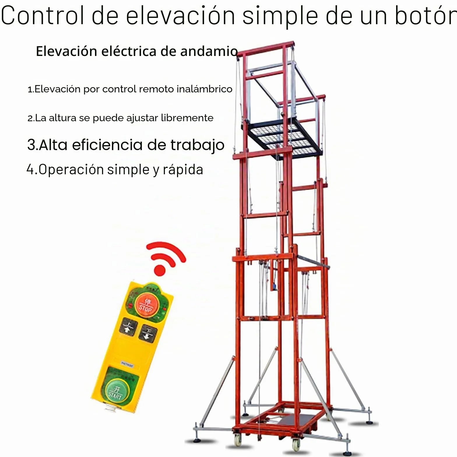 Elevador eléctrico de andamio con mando a distancia para instalación de iluminación, pintura, reparación de tejados y mantenimiento de árboles