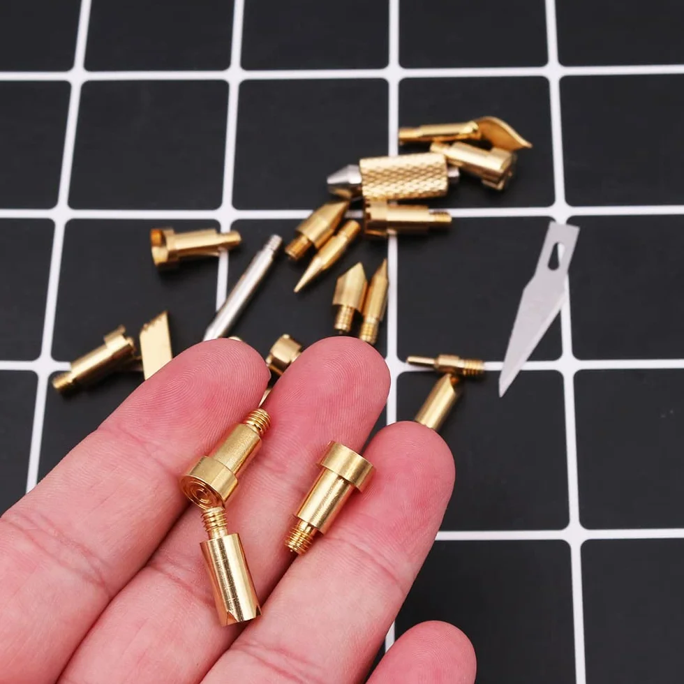 23 piezas de juego de plantillas de puntas para lápiz de quema de madera para soldadura de pirografía, trabajo de tallado, grabado en relieve, tallado, quemado de hierro metálico, puntas de