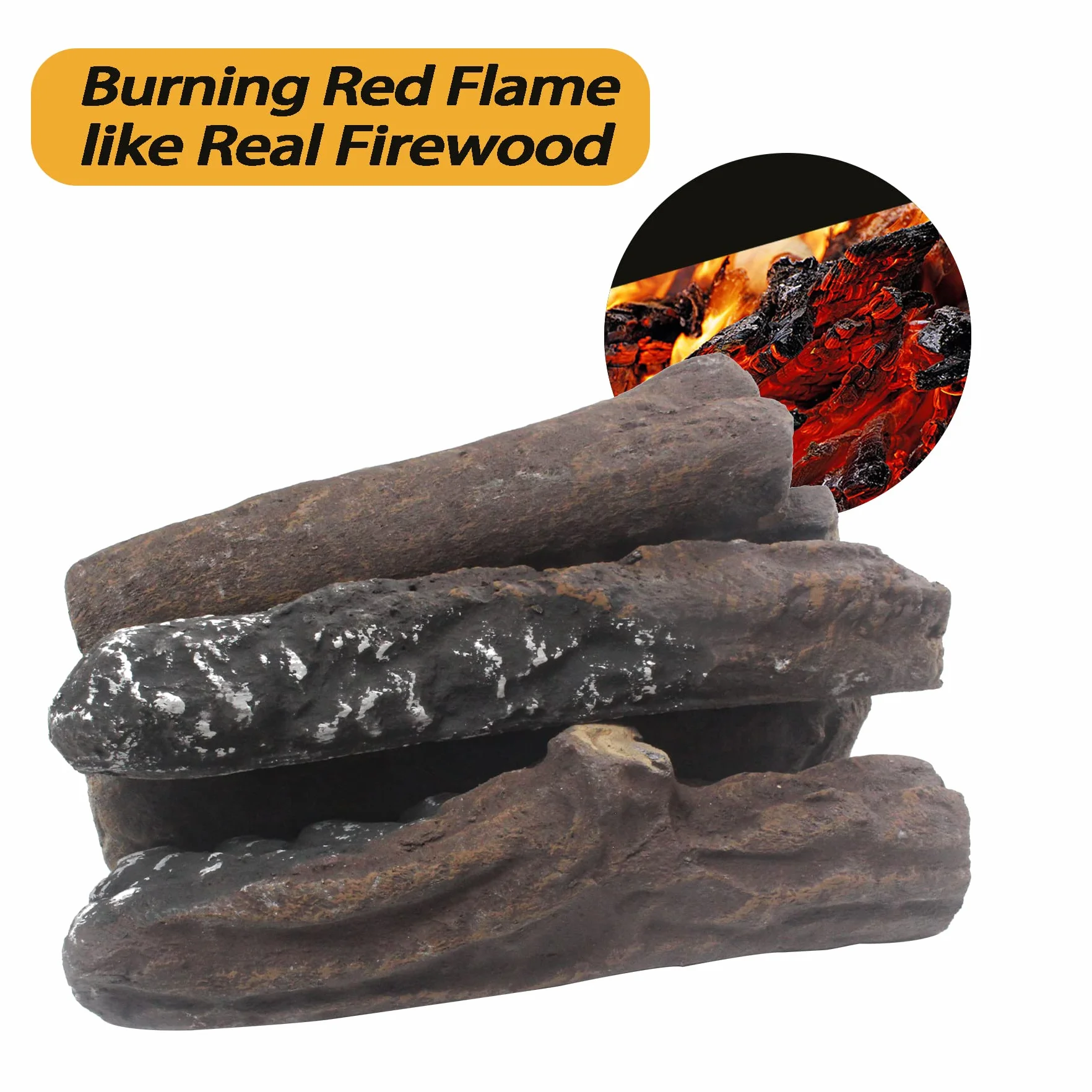 Troncos de chimenea de gas, 10 troncos pequeños, juego de leña cerámica decorativa para interiores y exteriores, ventilados, sin ventilación, eléctricos, bioetanol