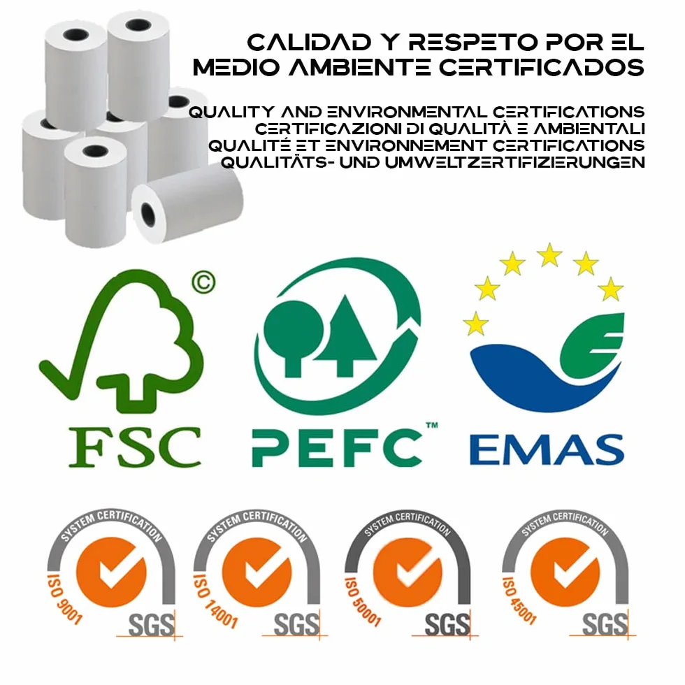 TOROTECH Rollos de Papel Térmico Blanco para Datáfonos 57x35x12mm - 18 Rollos -Ecológicos Sin BPA - Bobinas para Tickets Terminales Tarjetas Crédito Rodillos Impresora POS Alta Durabilidad (18)