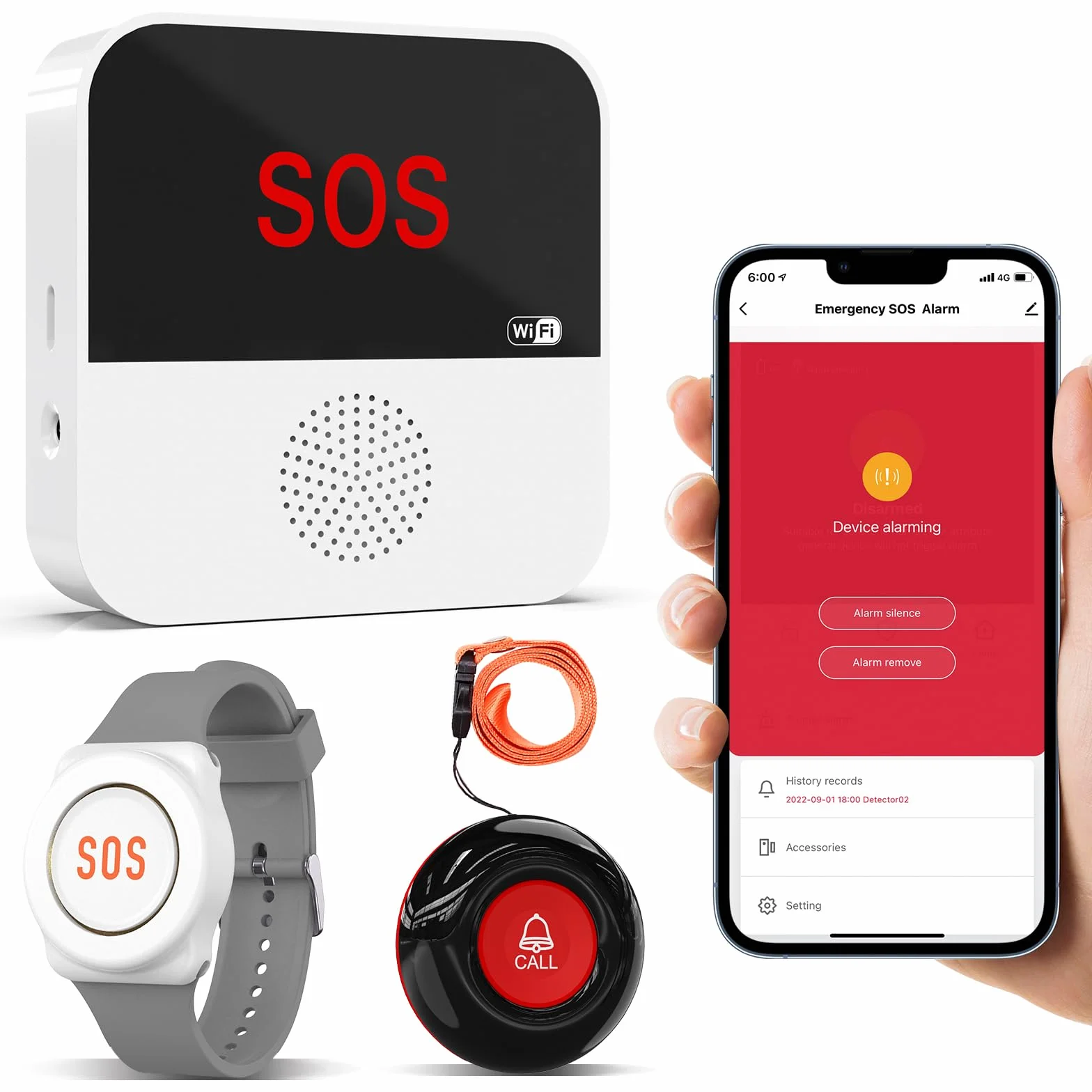 ChunHee Avisador Personas Mayores Botón Emergencia Ancianos Tuya WiFi Smart Senior Sistema de Alerta de Llamada de Emergencia para Pacientes Mayores Discapacitados (Versión enchufable (con reloj 2-1))