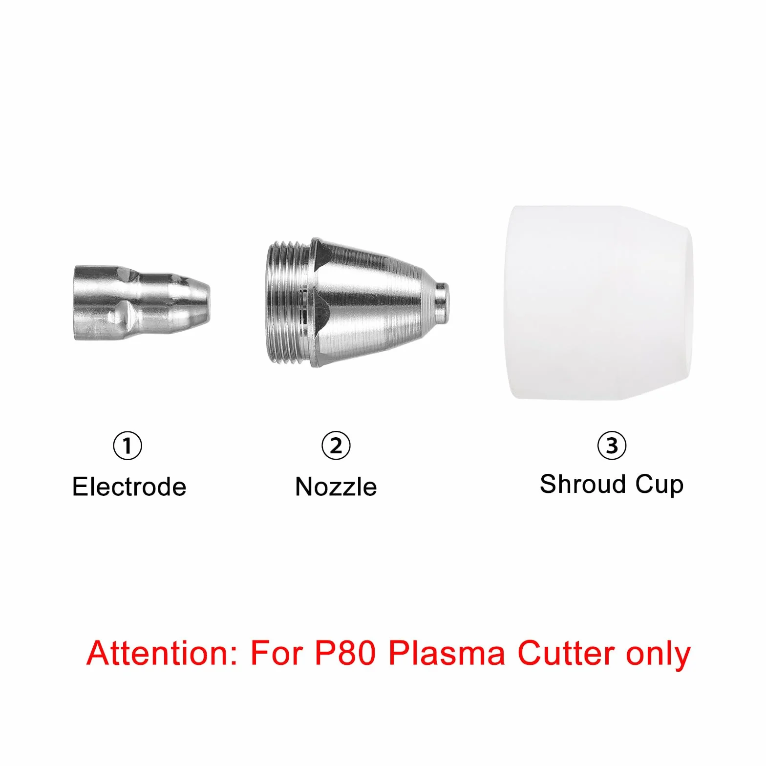 QUARKZMAN 45 Piezas Kit De Consumibles Para Cortador De Plasma P80 Incluye Boquillas Electrodos Y Tazas De Protección Con Punta De Boquilla De 1.5 Mm