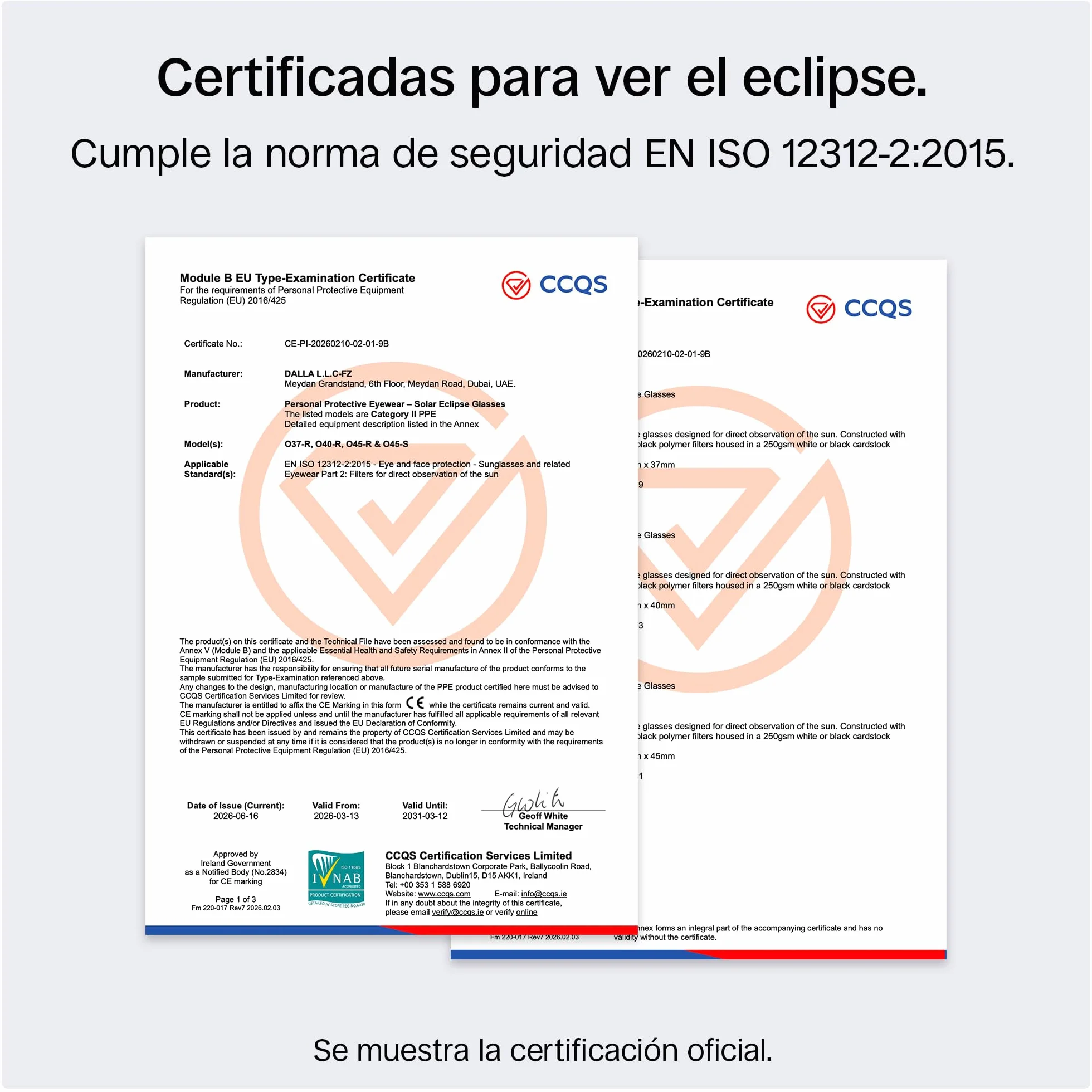 ORRO Gafas para Eclipse Solar de 40 mm, Pack de 2/6/12, Blancas, Protección Ocular Certificada, Ensayadas según EN ISO 12312-2:2015, Marcado CE para Observación Directa del Sol - Ajuste Moderno