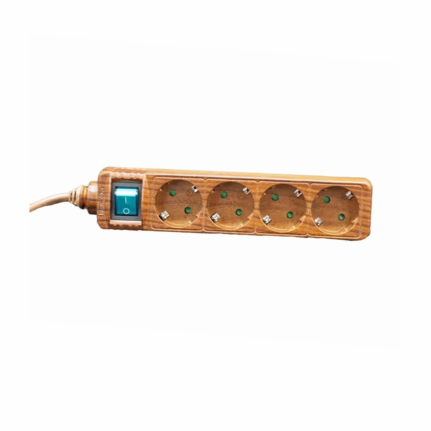 Base IV con Toma de Tierra y Cable de 1.5 m - Manguera 3 x 1.5 mm y Interruptor de Madera, Ideal para asegurar Seguridad y funcionalidad con conexión confiable en Cualquier Lugar.