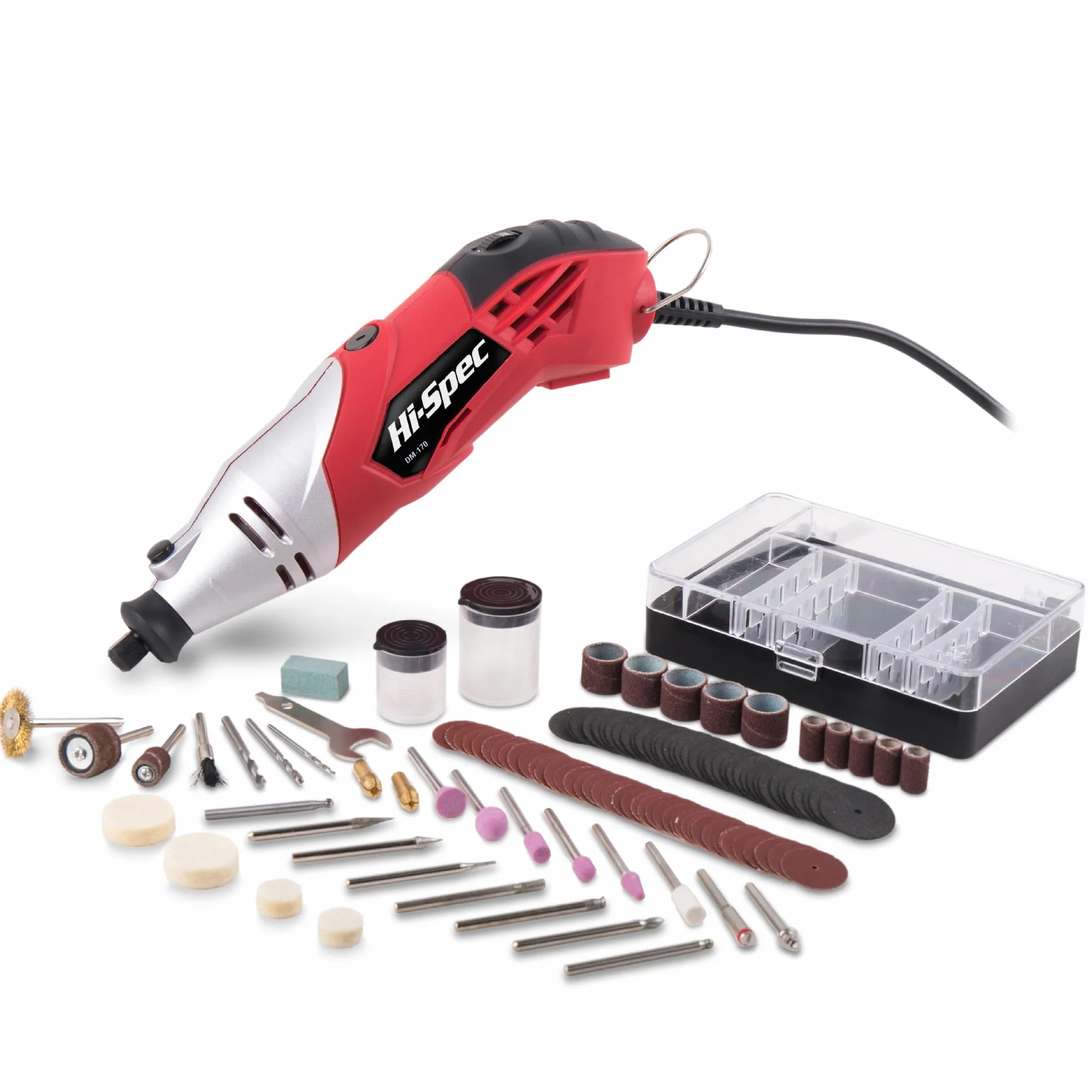 Hi-Spec Mini Amoladora Rotativa 170W para Manualidades para Casa y Oficina | 120 accesorios, hasta 35.000 rpm, para cortar, lijar, pulir, grabar y trabajos de bricolaje detallado, uso diario, portátil