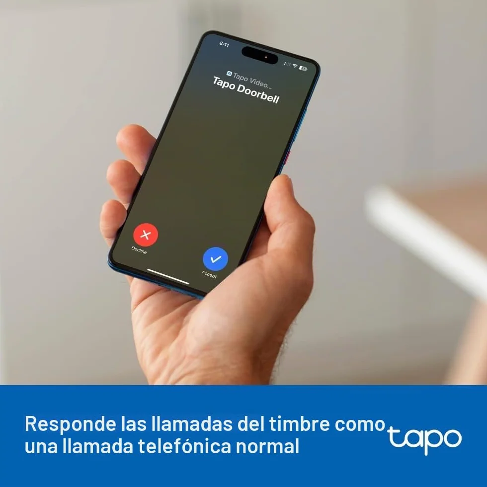 Tapo D205 Videoportero 2K 3 MP Campo de visión 160° detección AI IP54 Batería 5200 mAh USB-C