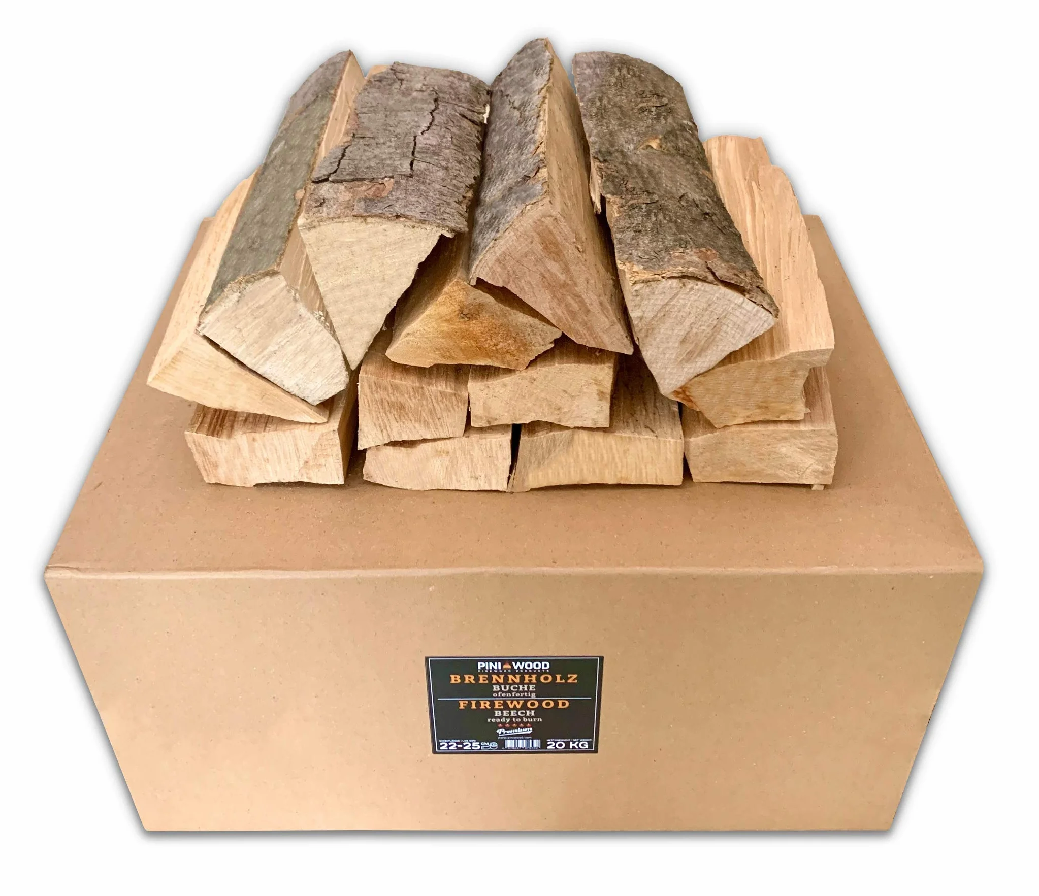 PINI Leña de haya 20 kg 25 cm para chimenea barbacoa horno