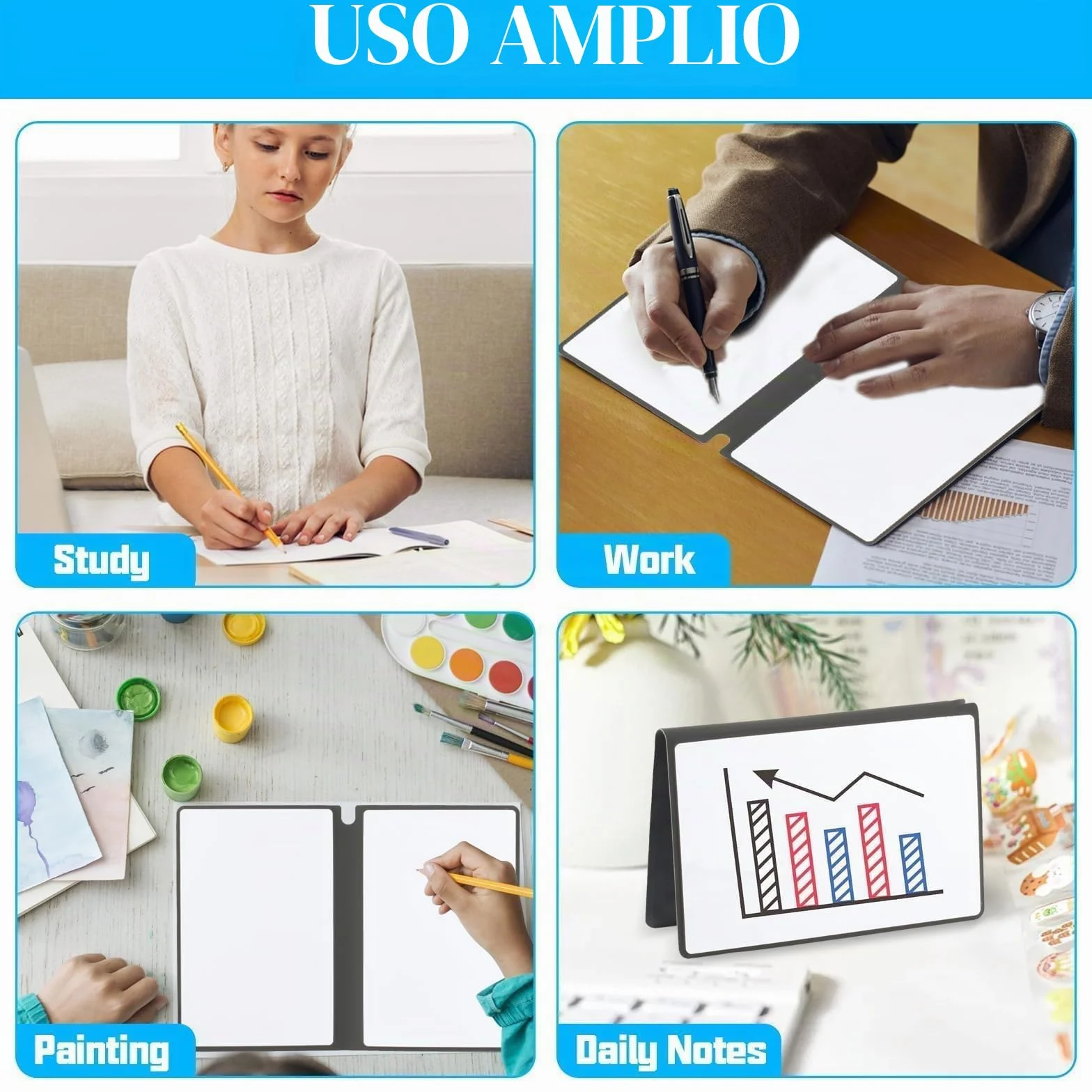 Pizarra Blanca Pequeña A5 Rotulador Borrable Reutilizable Libreta de Escritorio Borrado en Seco Oficina Estudios