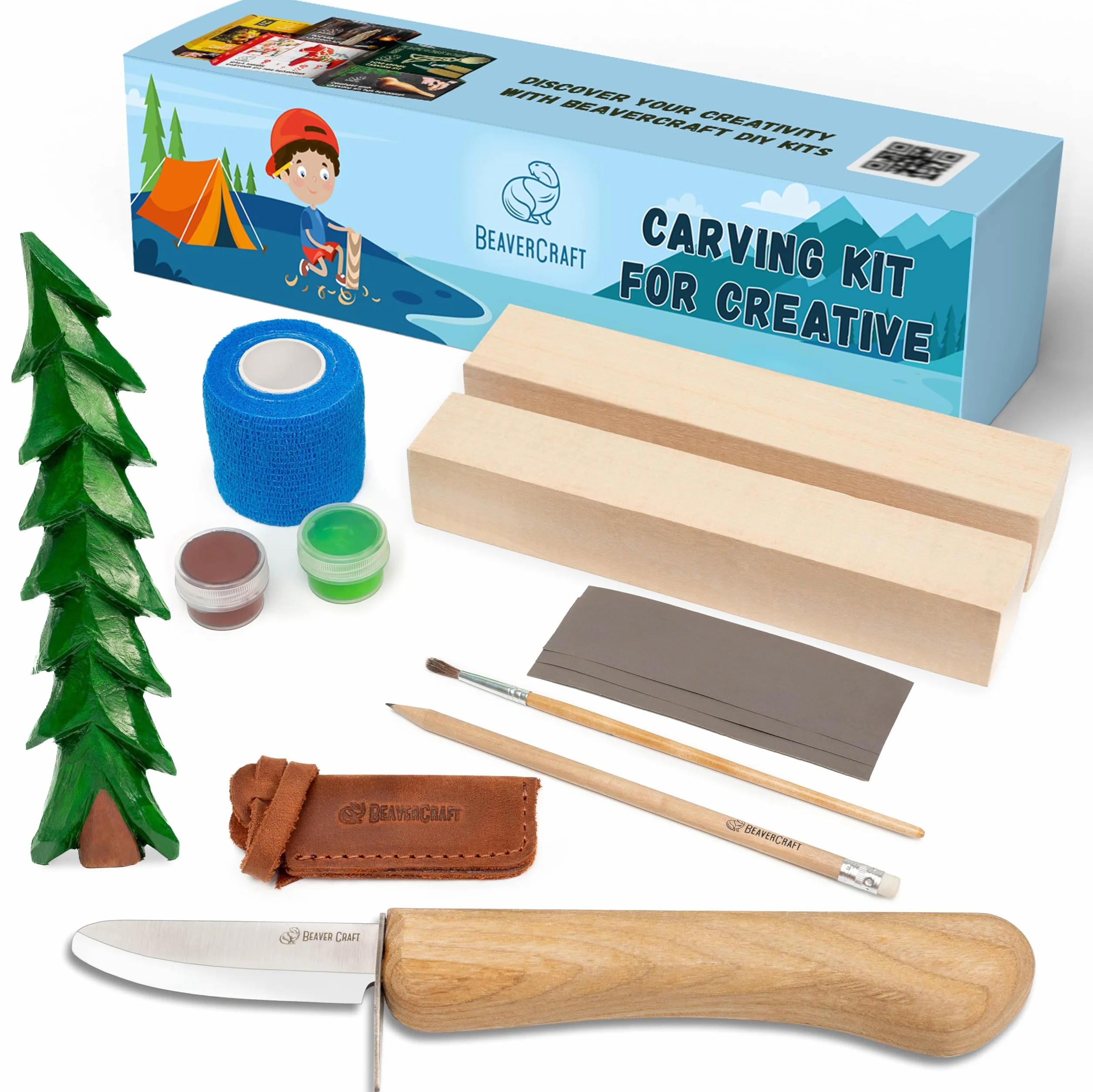 BeaverCraft Kit de Tallado en Madera para Niños y Principiantes DIY08 Kit de Inicio de Carpintería Kits de Pasatiempos para Niños Proyectos de Artesanía en Madera Regalos de Bricolaje Juego de Tallado