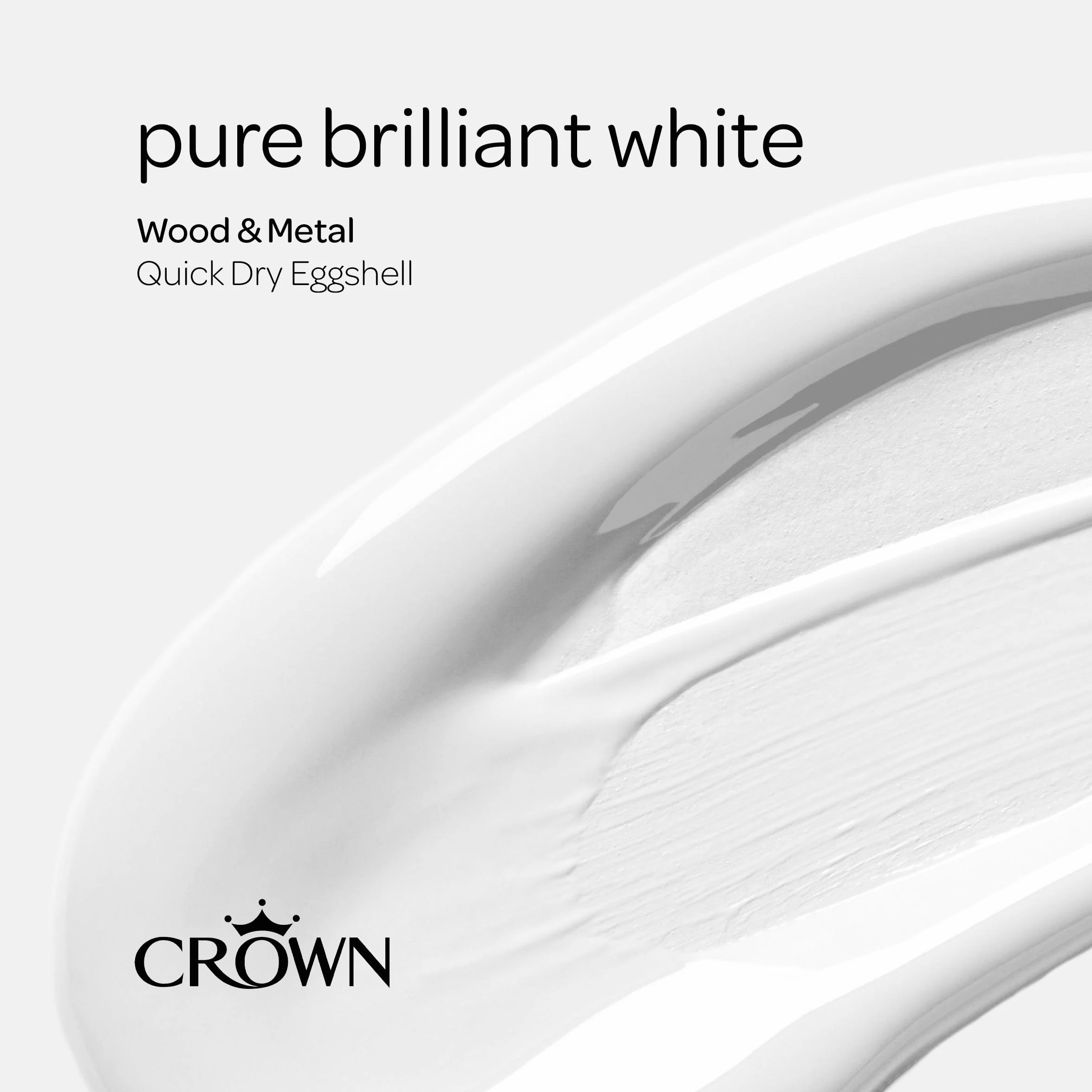 Crown Pintura de secado rápido de cáscara de huevo blanco puro brillante 2,5 l, madera y metal, I nterior exterior