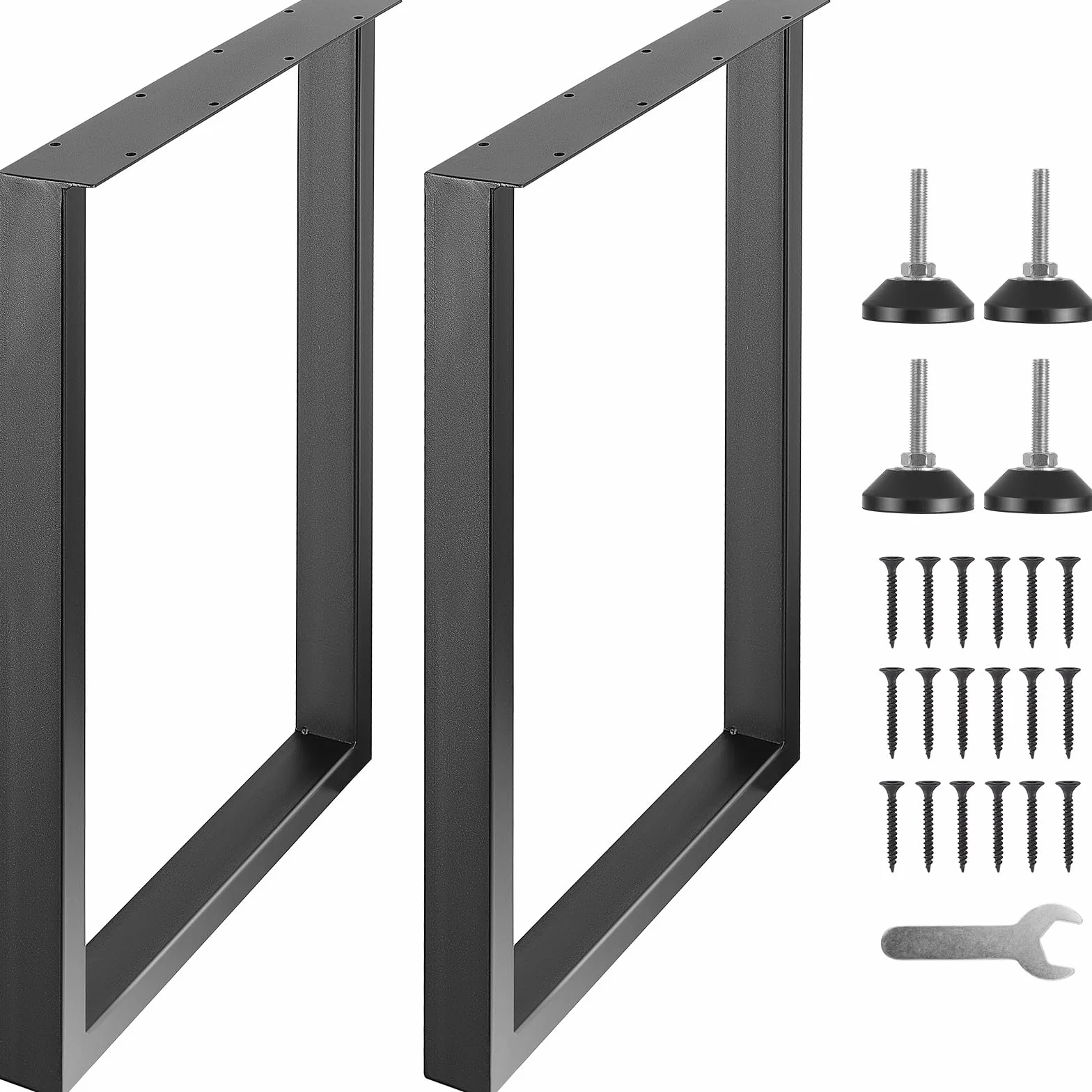 VEVOR Patas de Mesa 2 Piezas Patas de Escritorio Ajustables Cuadradas 711 mm Capacidad de Carga 454 kg de Acero Sólido Patas de Muebles con Muchos Accesorios para Hogar, Oficina, Comedor, Negro