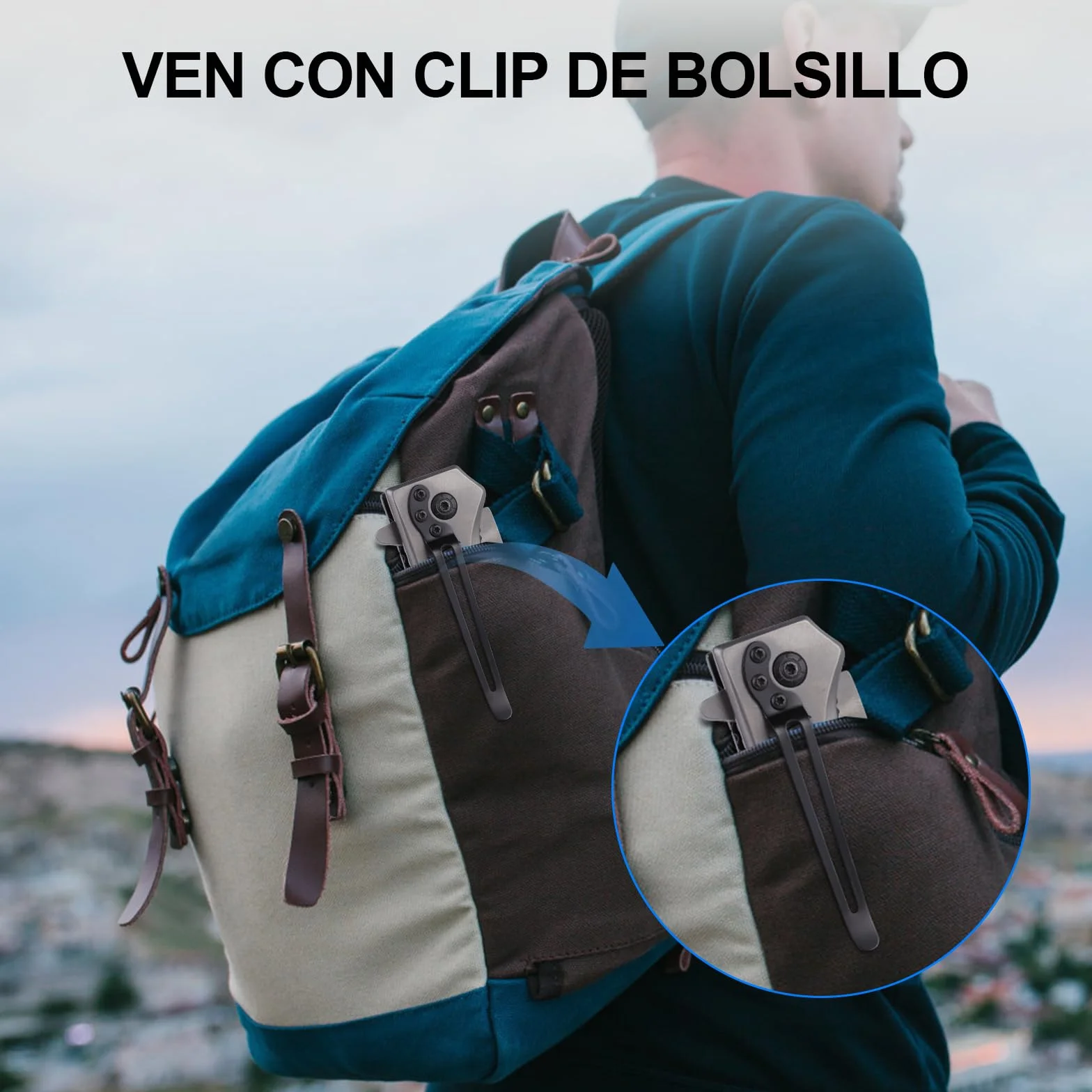 Navaja, Cuchillo Plegable de Acero Inoxidable, Portátil Cuchillo EDC con Clip de Bolsillo, Cuchillo Supervivencia, Camping Antideslizantes, Regalo para Hombre Padre