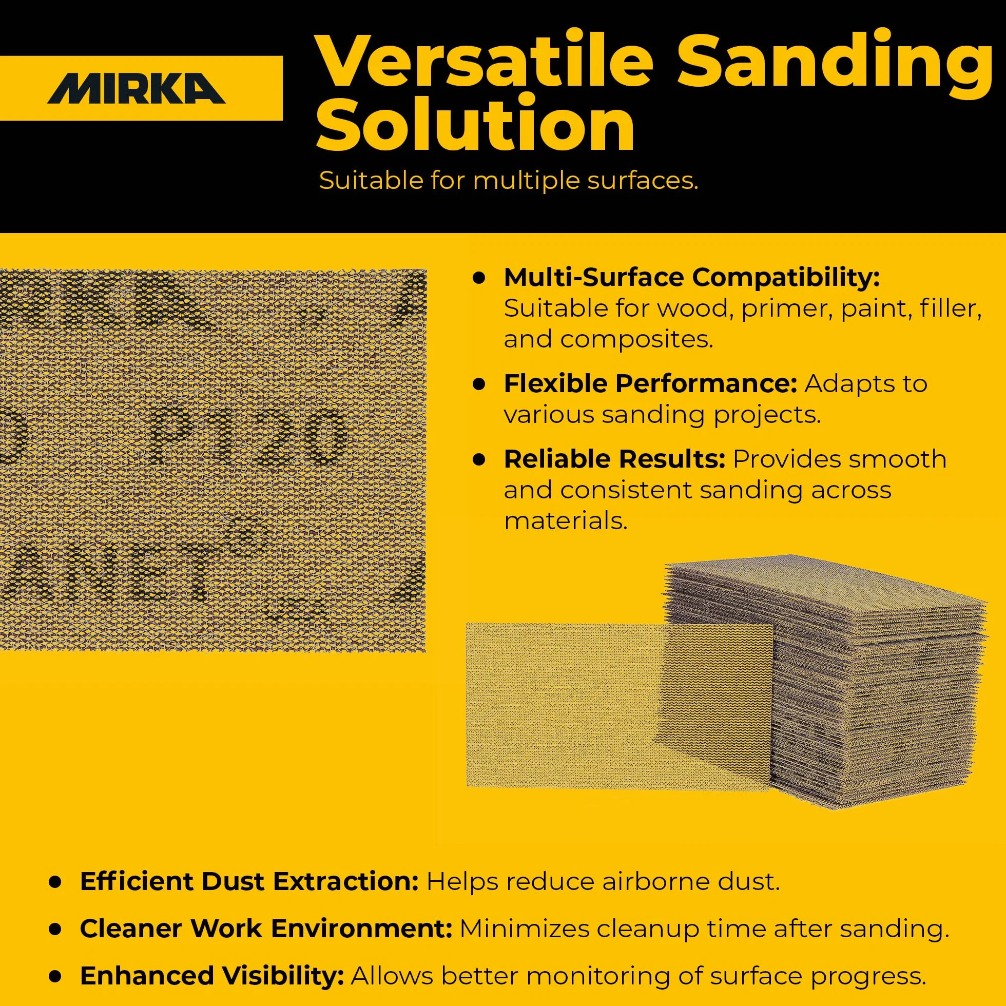 Mirka 9 A-149 – 120 2 – 3/4 x 12,7 cm 120 Grano abrasivo libre de polvo hojas de lija de malla, caja de 50 hojas