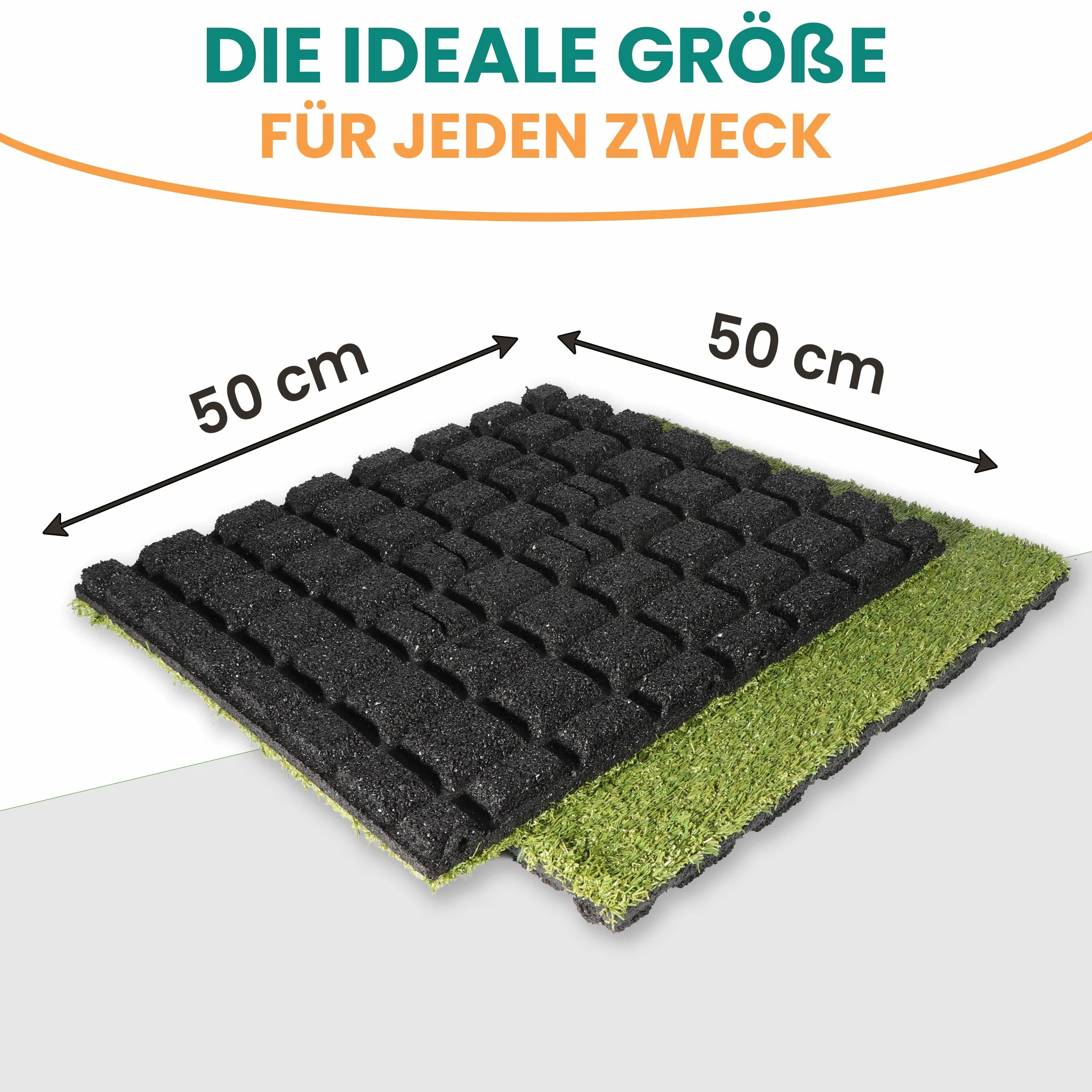 Gartenpirat Alfombrilla Anticaída con Césped Artificial 50x50 cm 50 mm – Seguridad Jardín Zona de Juegos – Antideslizante – Interior y Exterior