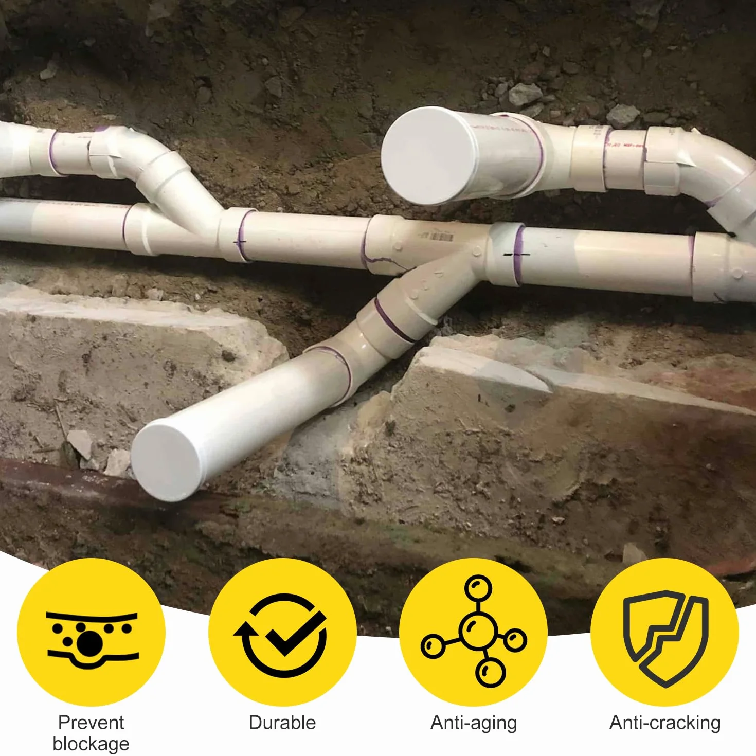 Tapón Decorativo de PVC Ø 75mm 4PCS Cubierta de Tubo de Ventilación Tapa Final de Bloqueo Interior para Tubería de Alcantarillado Protección (DN75)