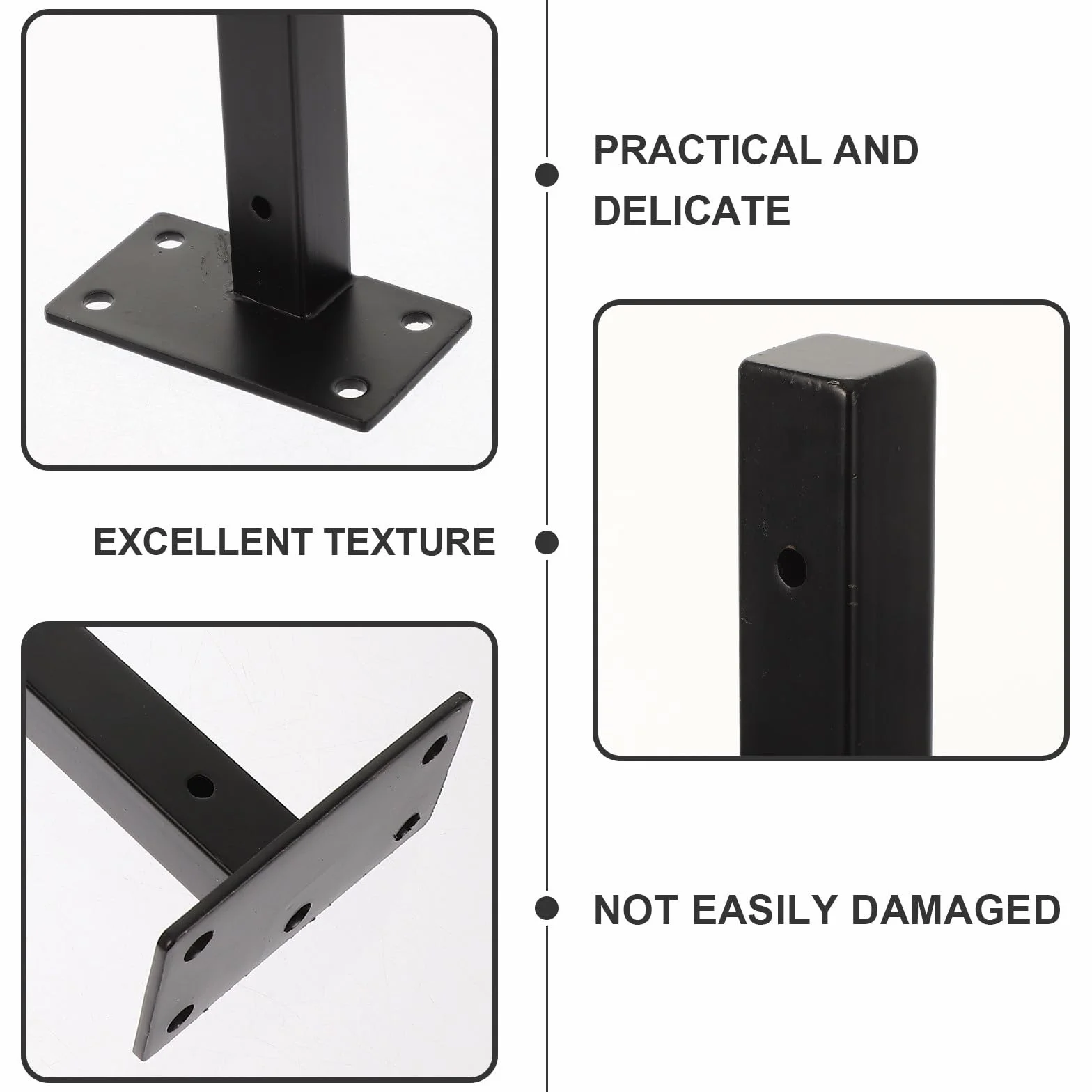 VALICLUD 4 Soportes para Estantes Flotantes de Acero Inoxidable Negro, Resistentes Corrosión y Montaje en Pared para Estanterías Modernas