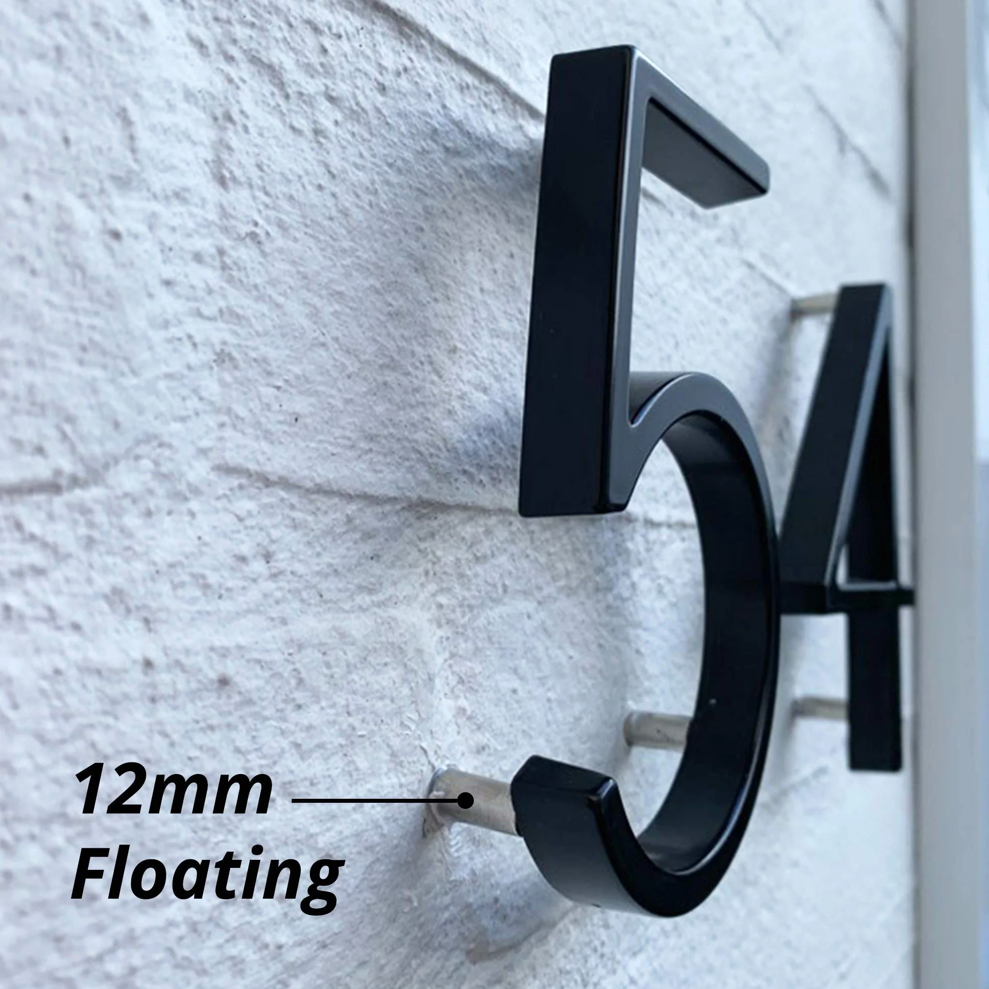 HASWARE Número De Casa Flotante: 5 Pulgadas (12cm) Números De Puertas Modernos - SeñAlizacióN Para La Oficina De Correos De La Calle (0, Negro)