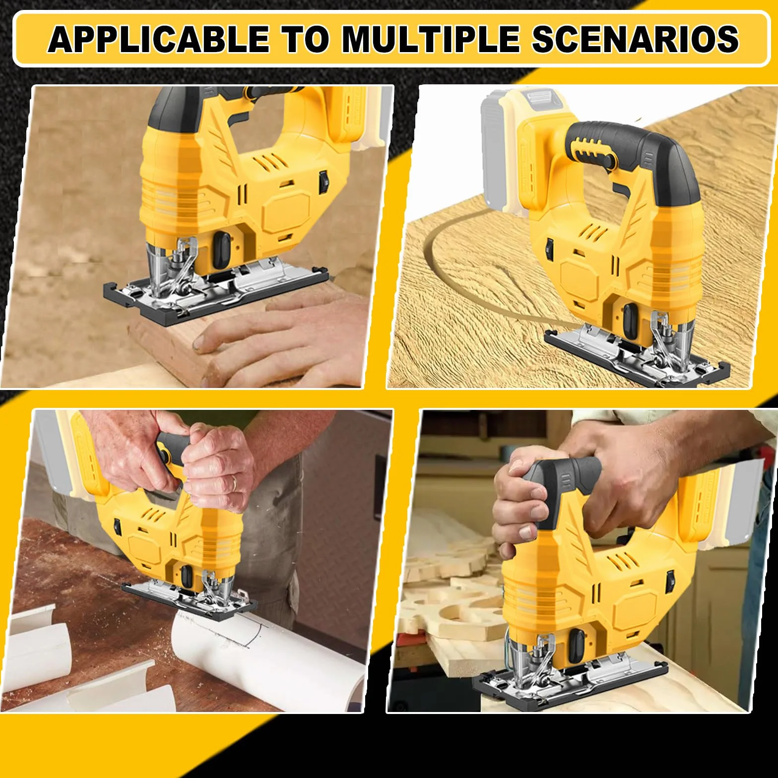 Sierra caladora inalámbrica compatible con batería Dewalt de 20 V, sierra caladora sin escobillas con 6 cuchillas, 4 juegos orbitales para corte de madera, plástico y metal (solo herramienta, sin