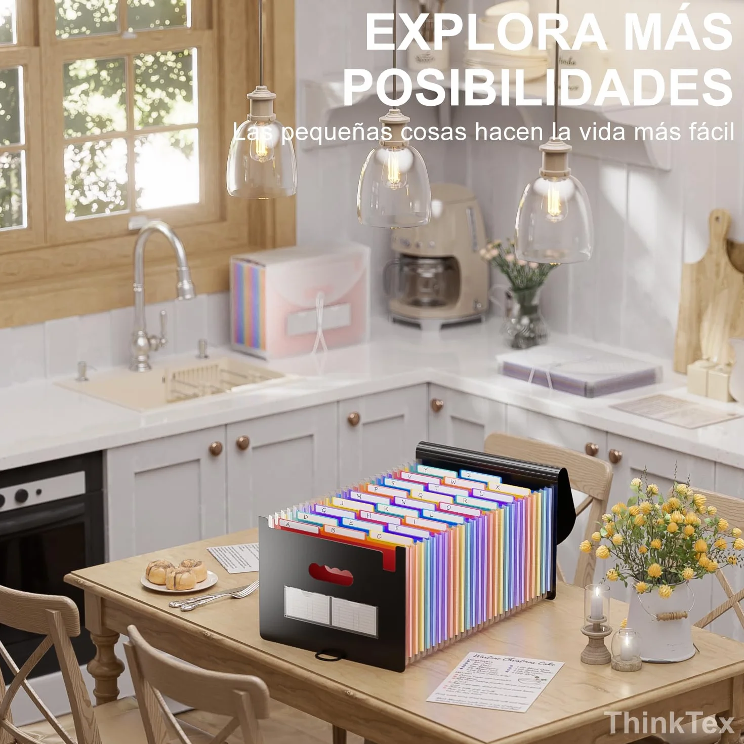 ThinkTex Carpeta Clasificadora A4 Expandible Acordeón 26 Bolsillos Archivador Oficina Escuela