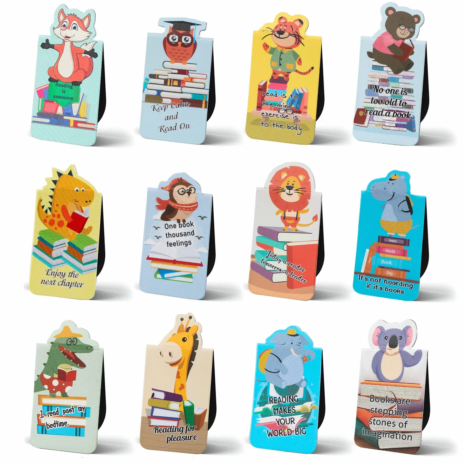 MWOOT marcadores magnéticos animales 24 piezas kit imán para niños escuela oficina lectura 5,5 x 3 cm