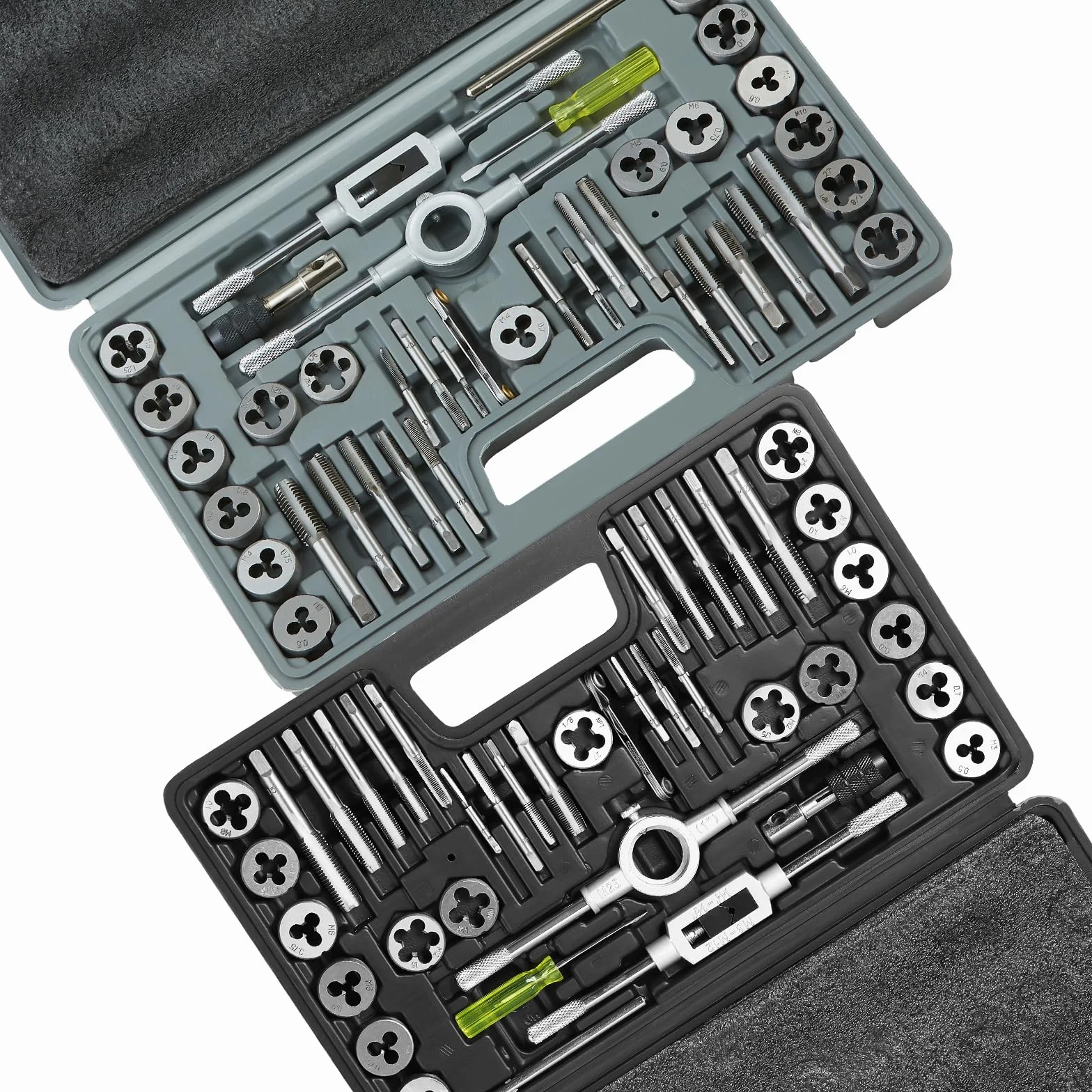 VEVOR Juego de Machos y Terrajas 80 piezas M3-M12 Métrico y SAE de Acero Kit de Machos y Troqueles con Maletín de Transporte Portátil Herramientas para Construcción Reparación de Automóvil Fontanería