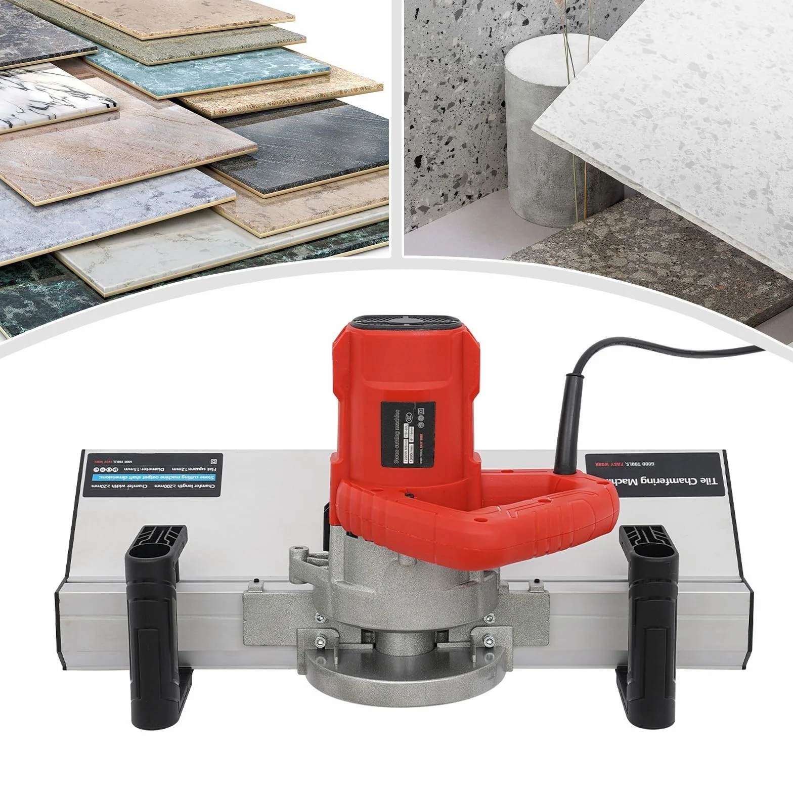 Máquina de biselado para azulejos de 1200 W, cortador de azulejos eléctrico para biselar, herramienta de corte de borde de 43 grados, máquina de ángulo con refrigeración por agua para biselado preciso