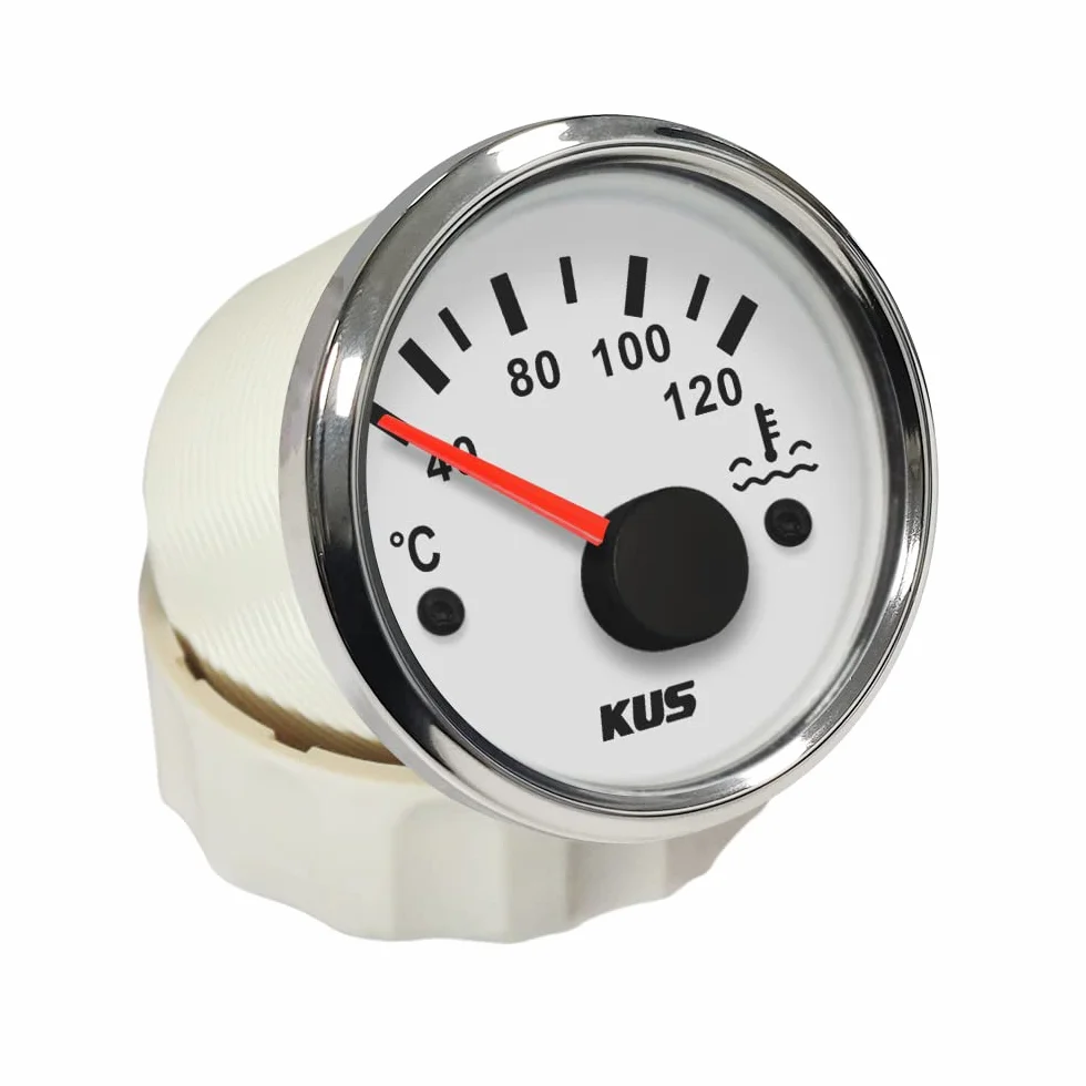 KUS - Indicador de temperatura del agua impermeable de 40 a 120º C con luz de fondo de 12 V/24 V 52 mm