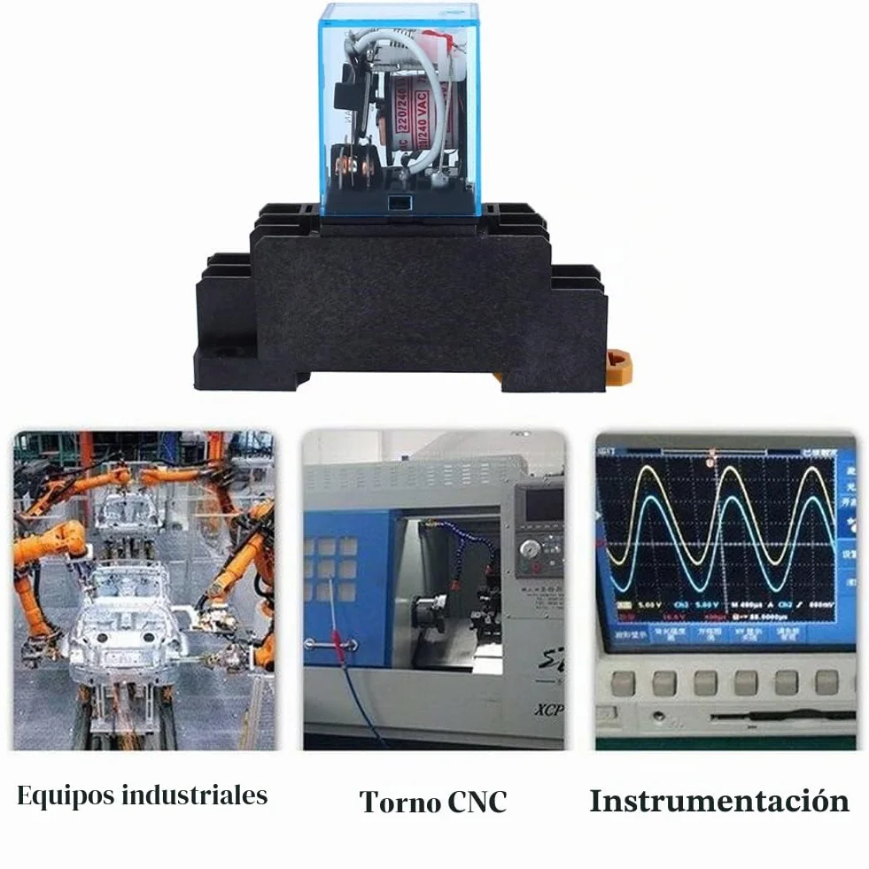 Tyenaza Rele 220V, Relé de Alimentación Electromagnético, LY2NJ AC 220V 8-Pin 10A Mini Relé de Potencia Electromagnético con Base de Enchufe, para Sistema de Control AutomáTico, Equipos ElectróNicos