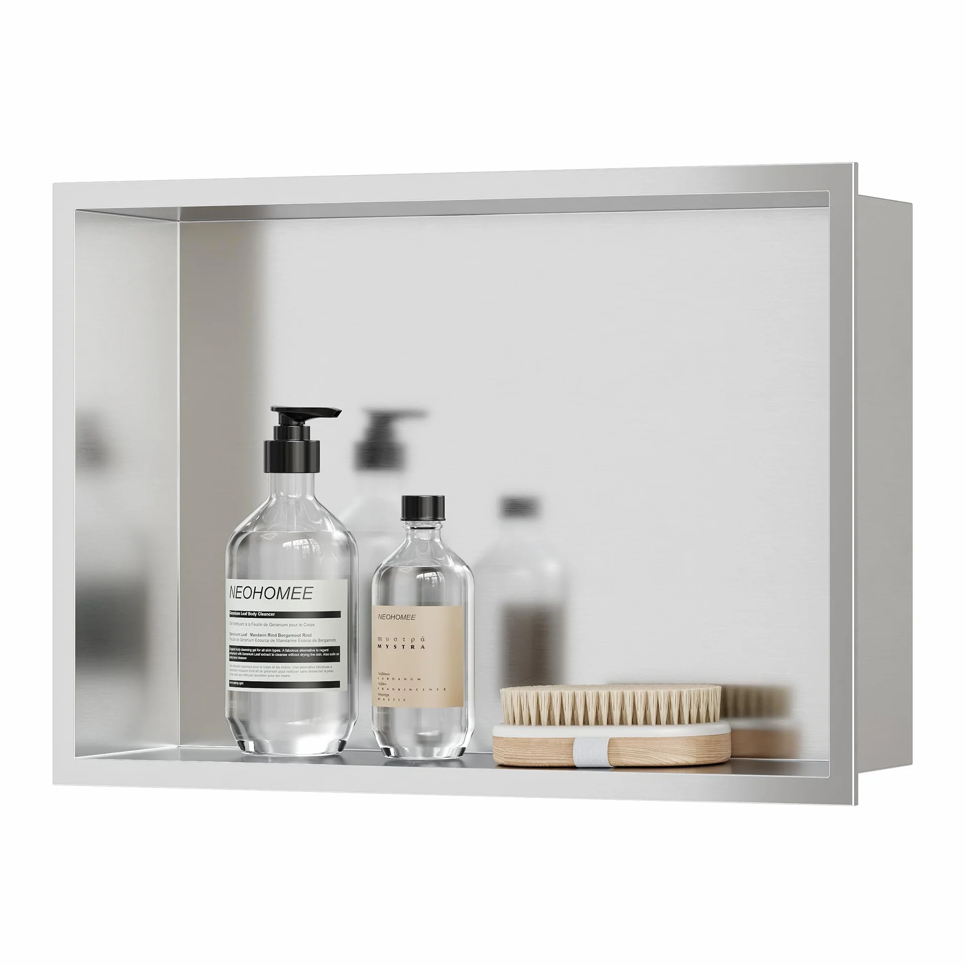 Neodrain Ducha de pared de acero inoxidable Ducha individual estante almacenamiento para baño 45 x 30 cm, cepillado