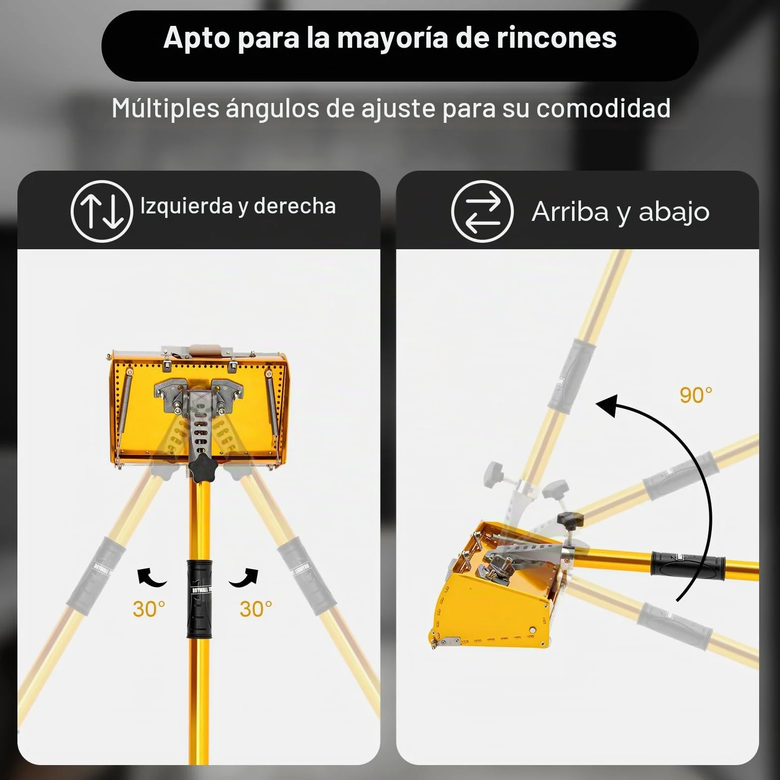 Herramientas de Acabado Planas Para Paneles de Yeso, 10'' Caja de Acabado Plana Profesional con Mango Ajustable de 90 a 150 cm, Ajustable en Polvo de Yeso, Herramienta de Procesamiento de Paneles de