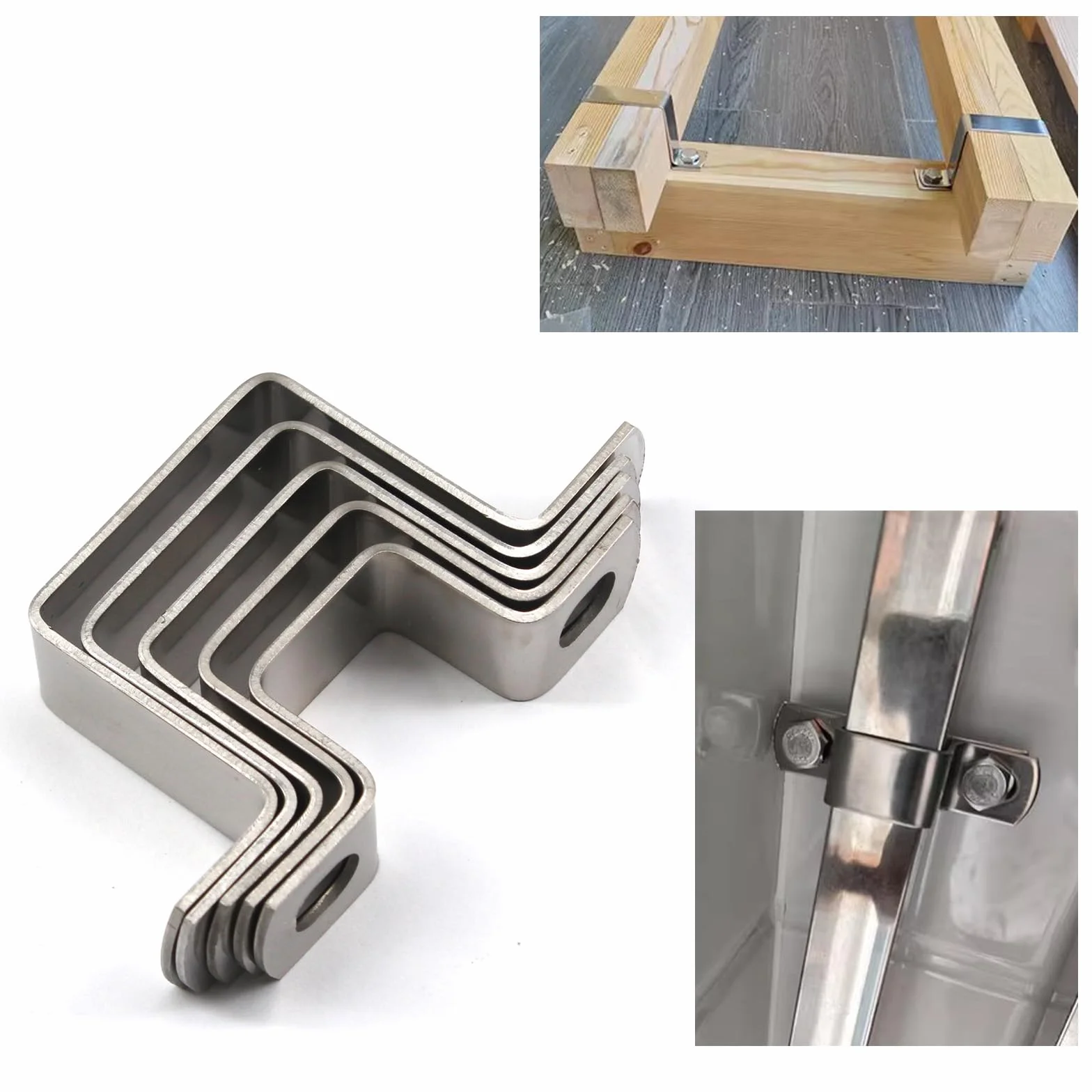 Juego de 6 abrazaderas cuadradas de acero inoxidable 304 en forma de U - 40 x 40 mm