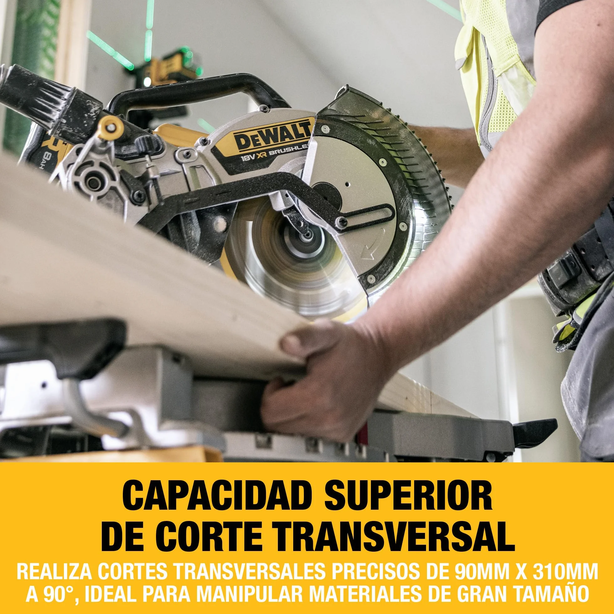 DEWALT Tronzadora 18V XR 305mm. Corte de alta capacidad y precisión con motor sin escobillas, control avanzado del polvo y compatibilidad con la batería XR, sólo herramienta, DCS782N-XJ