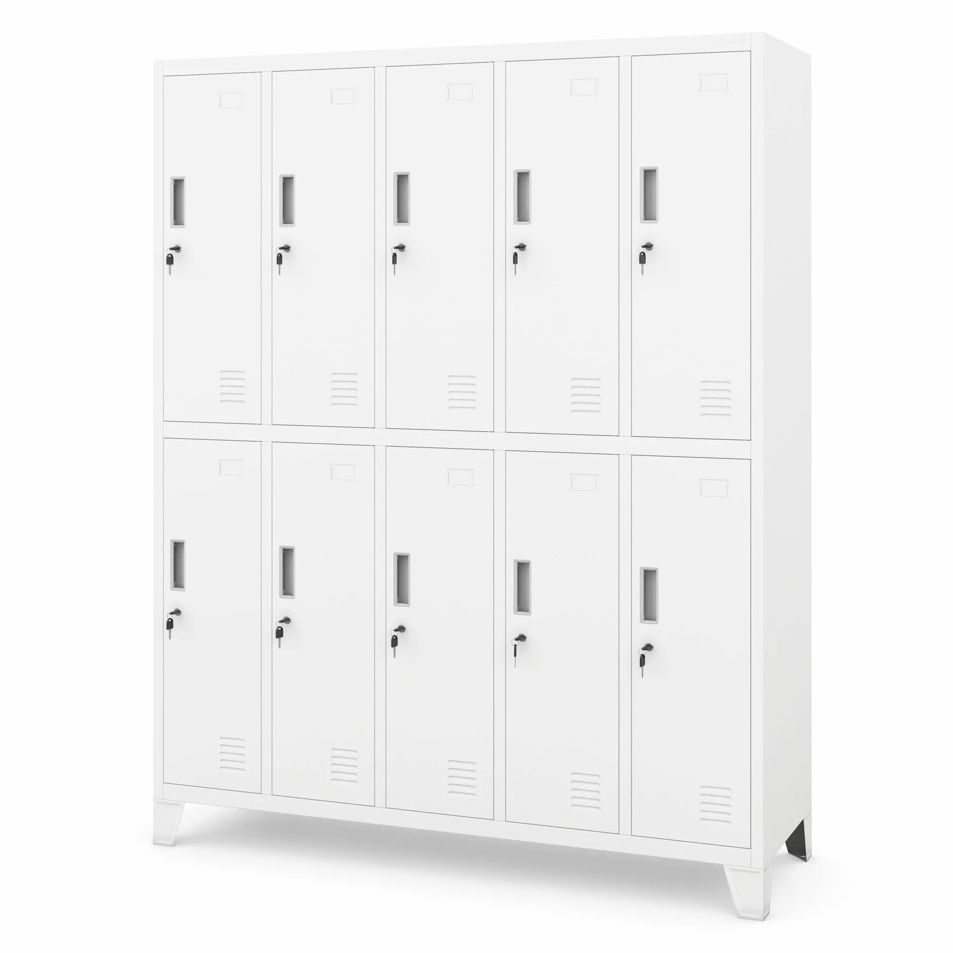Armario Metálico 10 Compartimentos 172x136x45 cm Blanco