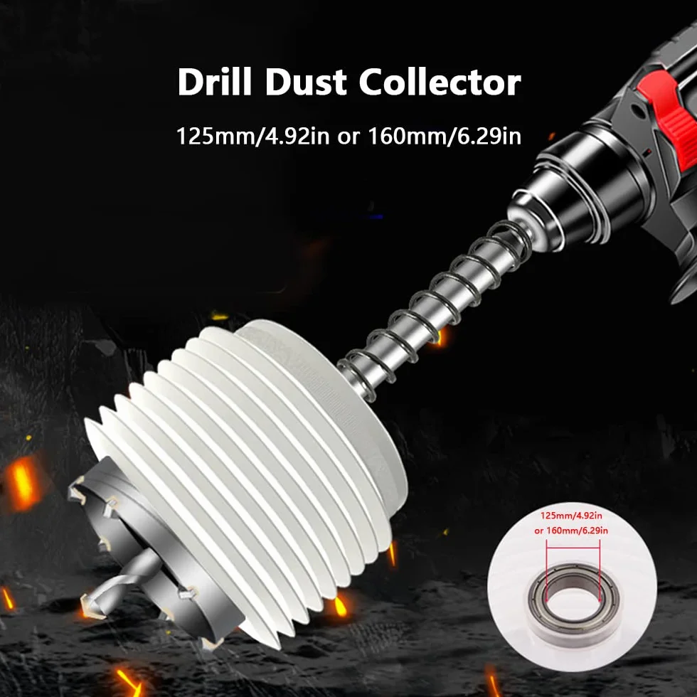 Taladro Colector de polvo Cubierta Agujero Sierra Cuenco para el polvo Inicio Cenicero Bimetálico Accesorios de sierra con cojinetes integrados para abridores de orificios de 125 mm