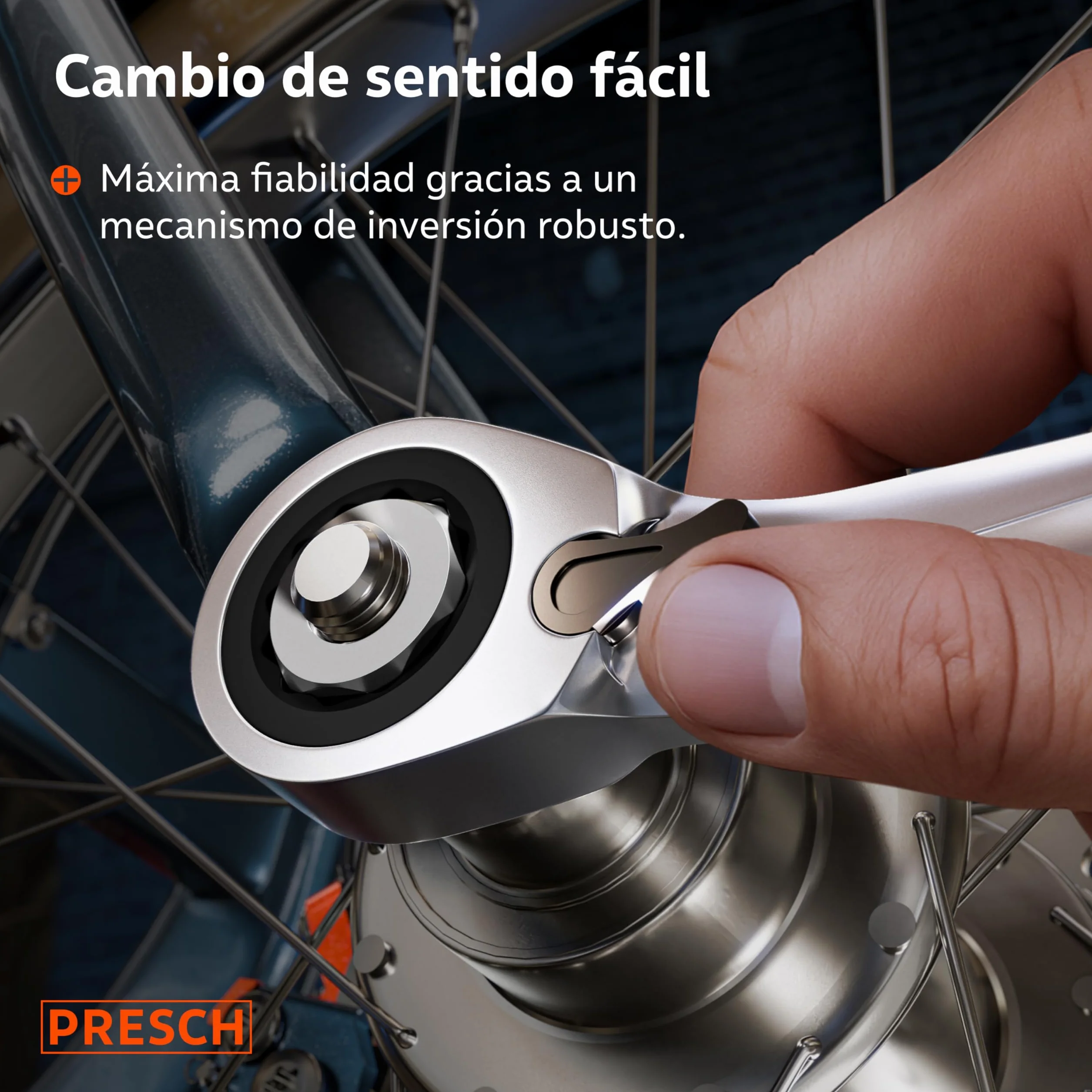 PRESCH Llaves fijas con carraca reversibles 5 uds (8, 10, 13, 17, 19mm) con bolsa - Ángulo de retorno mínimo (4°, 90 dientes) - Juego llaves carraca duraderas fabricados con precisión