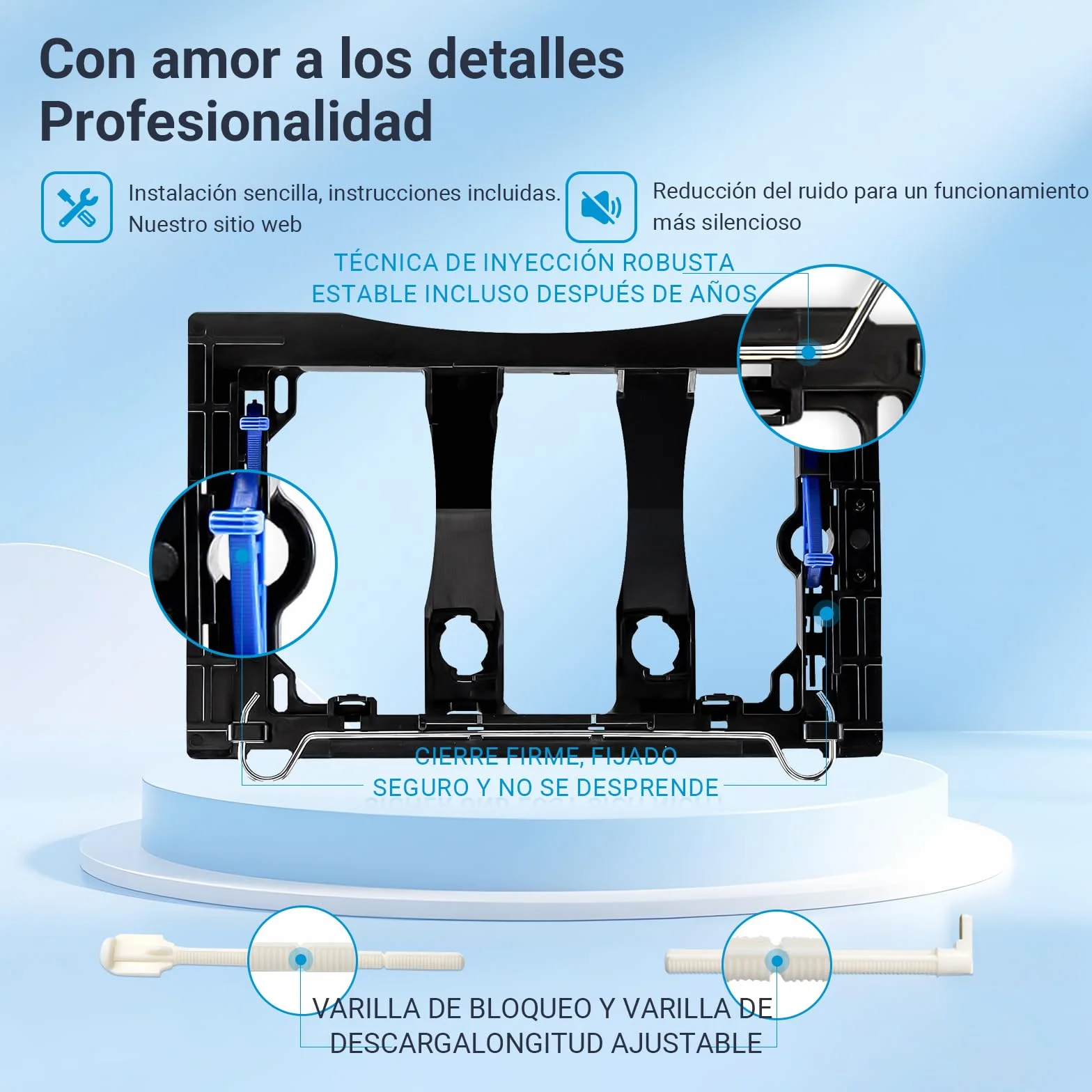 Placa de Accionamiento WC, Compatible con Geberit, Sigma, UP300 y UP320, Tamaño Placa de Doble Descarga 245×164mm, Incluye Kit de Palanca de Descarga y Marco de Instalación. (Blanco mate)