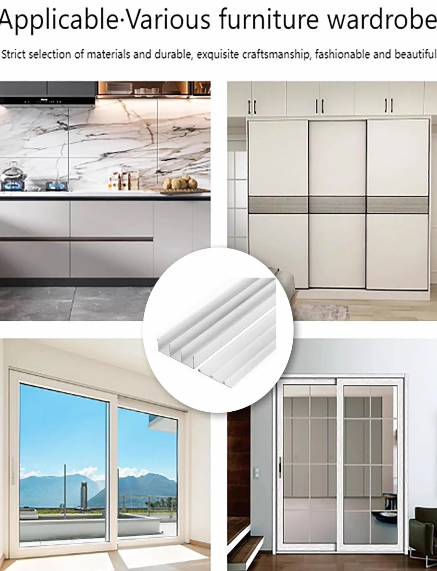 Kit de herrajes for puerta corredera de triple riel ajustable, rieles de aluminio for armario, divisor de habitación y puertas de gabinete, instalación de montaje empotrado(White,280cm110in)